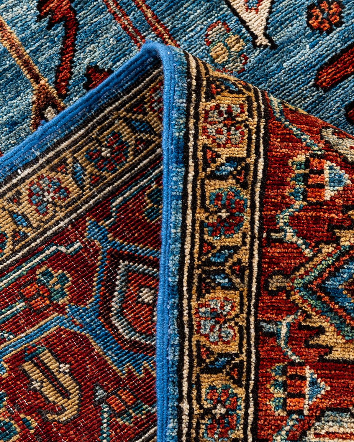 XXIe siècle et contemporain Tapis traditionnel Serapi noué à la main bleu clair de 6' 1