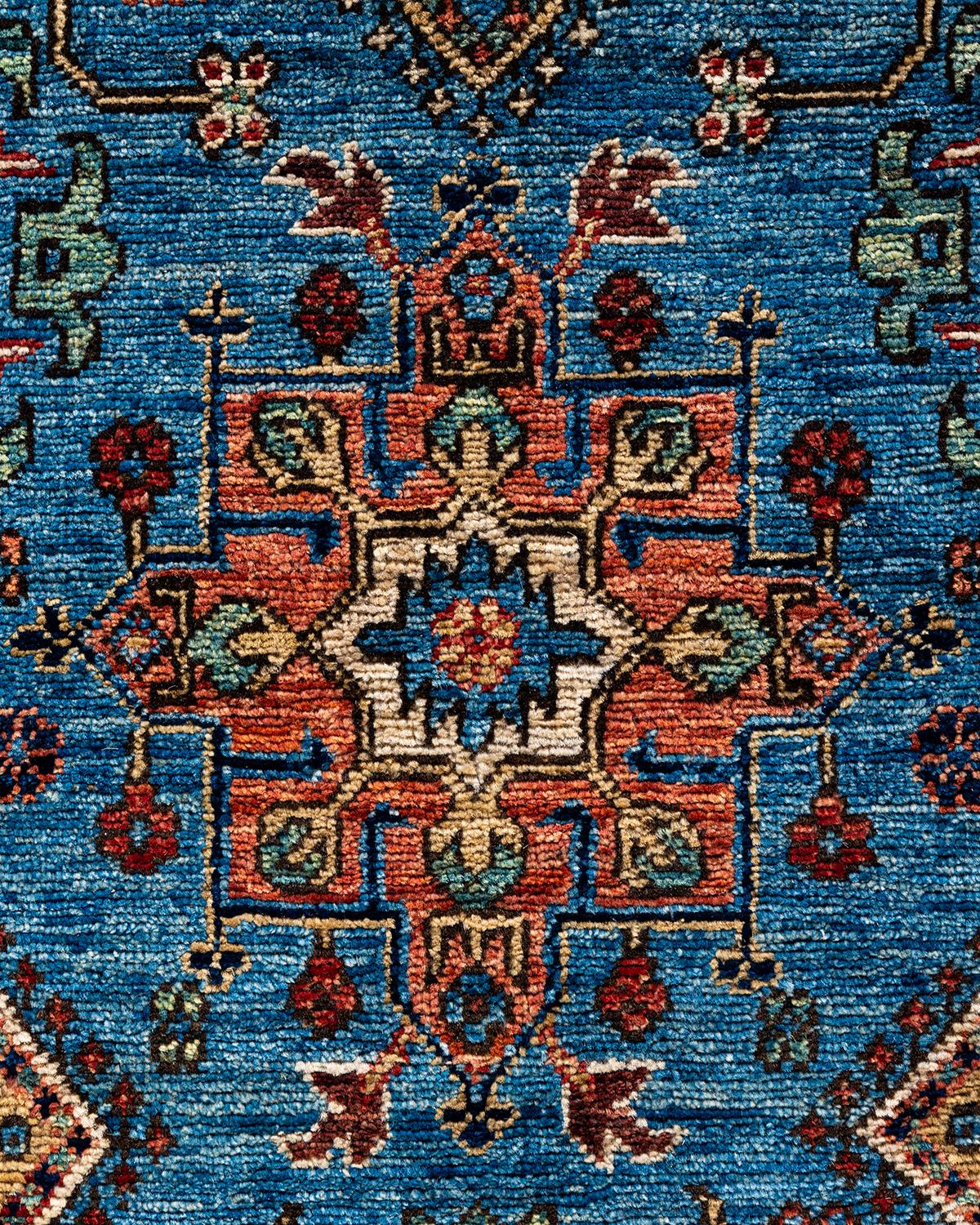 Pakistanais Tapis traditionnel Serapi noué à la main bleu clair de 6' 1