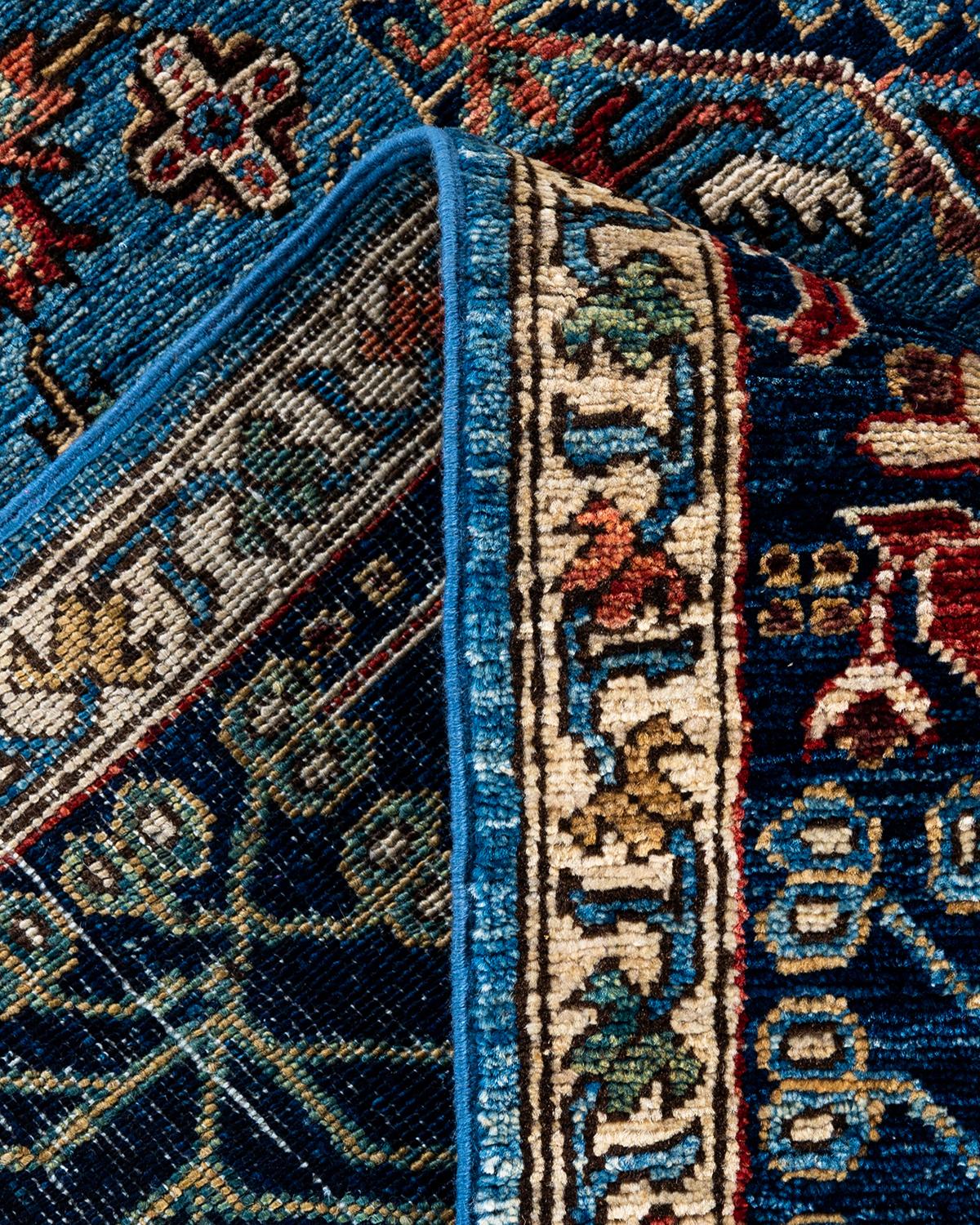 XXIe siècle et contemporain Tapis traditionnel Serapi noué à la main bleu clair de 6' 1