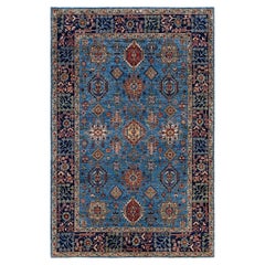 Traditional Serapi Hand Knotted Wool Light Blue Area Rug 6' 1" x 9' 4"