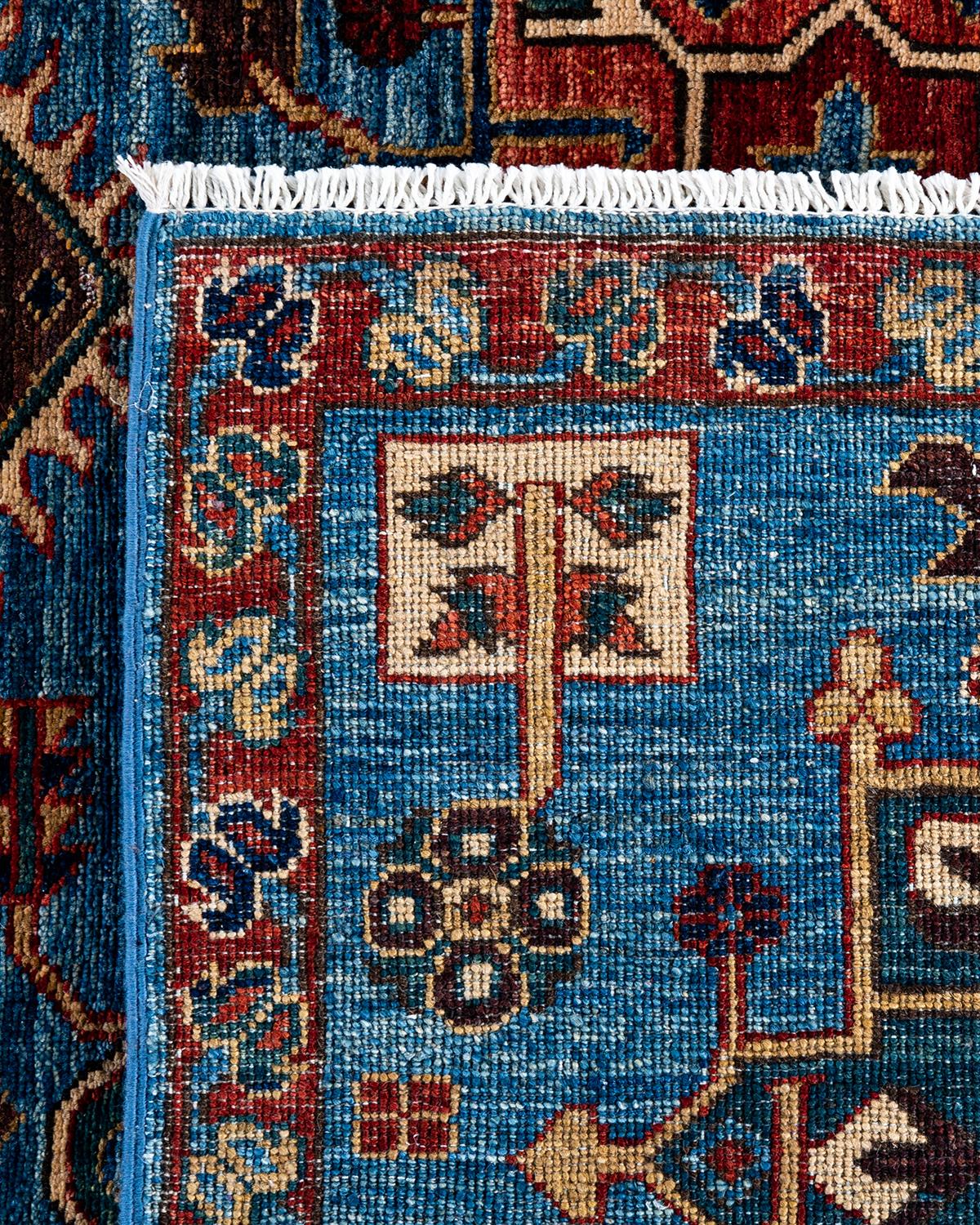 Traditional Serapi Hand Knotted Wool Light Blue Area Rug 6' 7