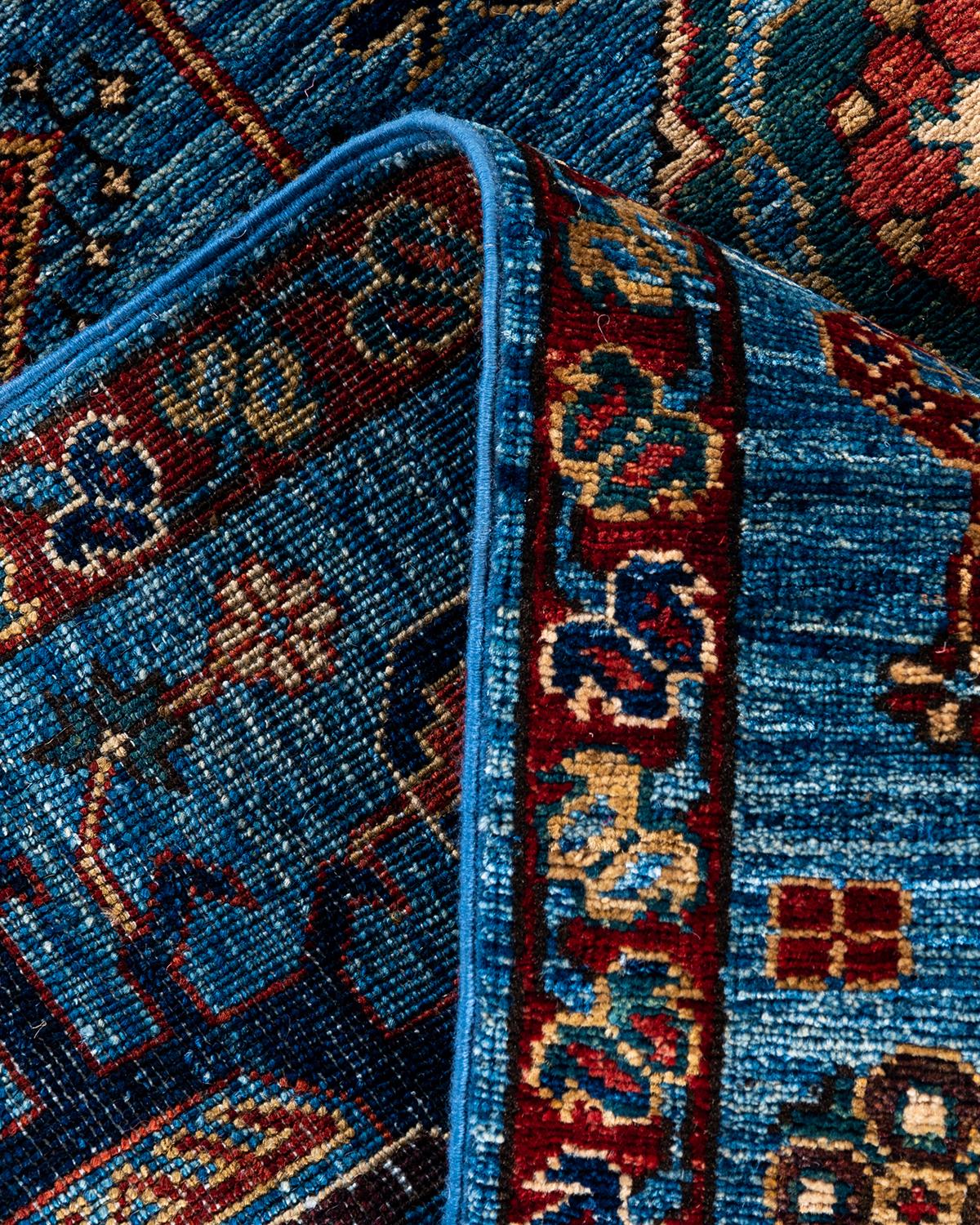 Contemporary Traditional Serapi Hand Knotted Wool Light Blue Area Rug 6' 7