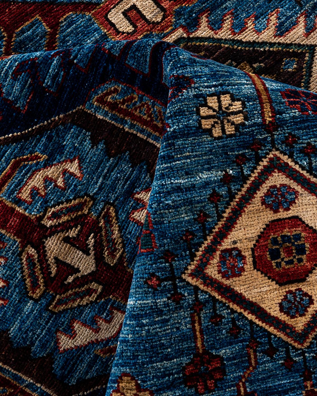 Traditional Serapi Hand Knotted Wool Light Blue Area Rug 6' 7