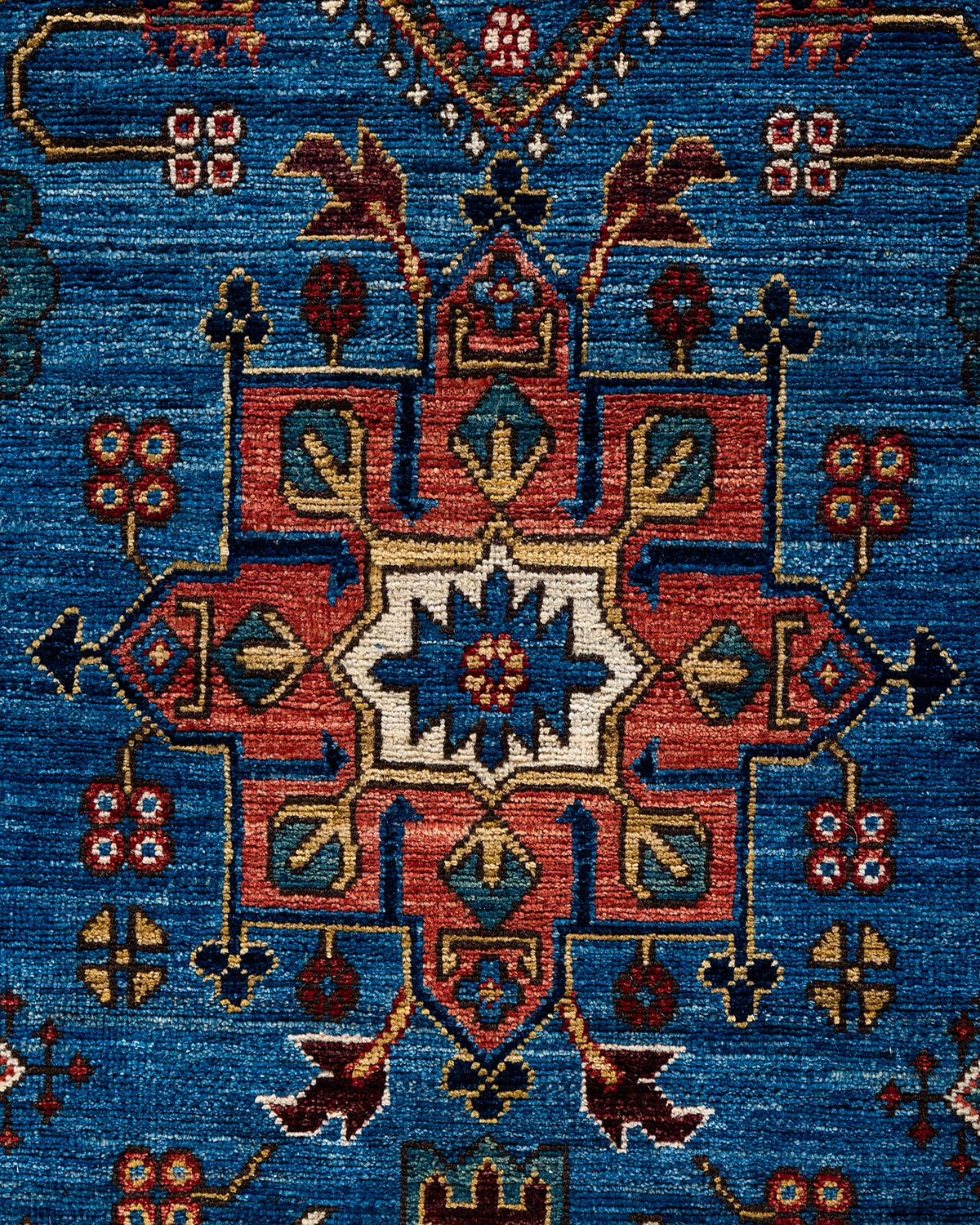 Pakistanais Tapis traditionnel Serapi en laine nouée à la main bleu clair 8' 0