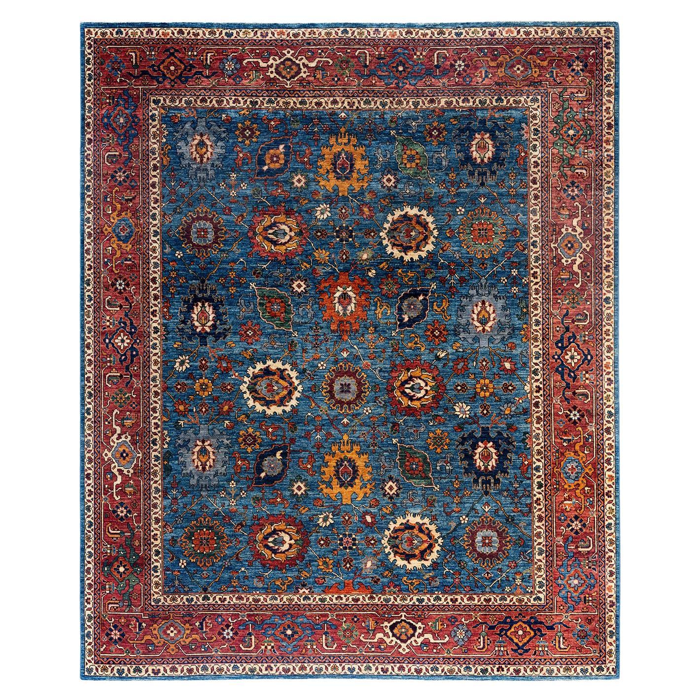 Traditional Serapi Hand Knotted Wool Light Blue Area Rug 8' 1" x 9' 8"