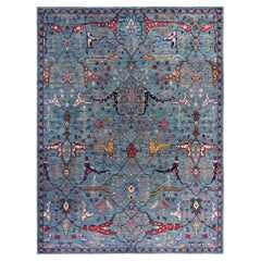 Traditional Serapi Hand Knotted Wool Light Blue Area Rug 8
 11" x 11
 9"
