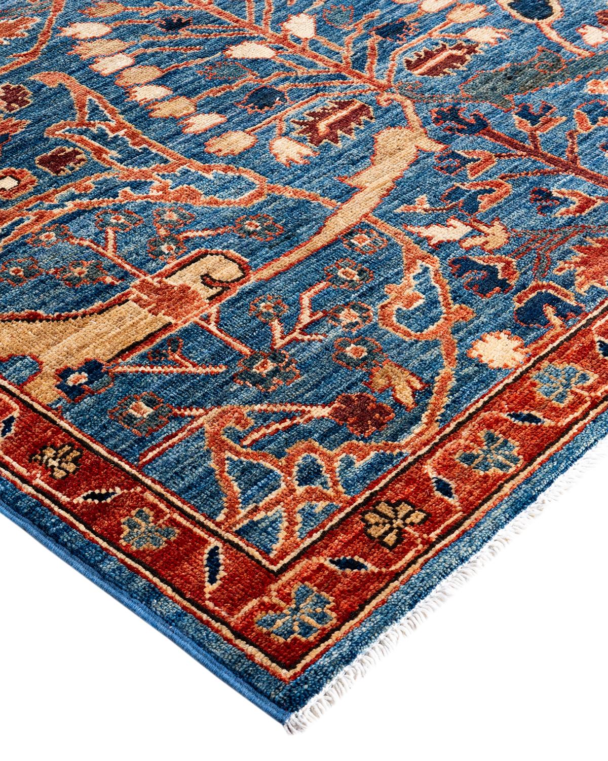 Persian rug-making at its finest inspired the rich colors, elaborate geometric motifs, and botanical detailing of the Serapi collection. With as many as 100 knots per inch, these handcrafted rugs are as durable as they are visually stunning, and