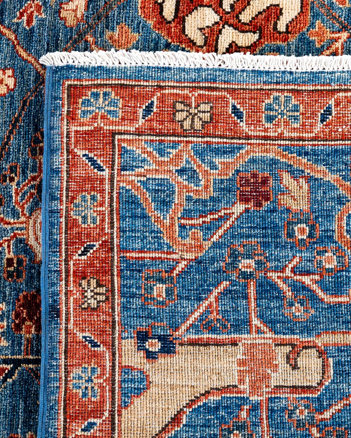 Traditional Serapi Hand Knotted Wool Light Blue Area Rug 9' 0