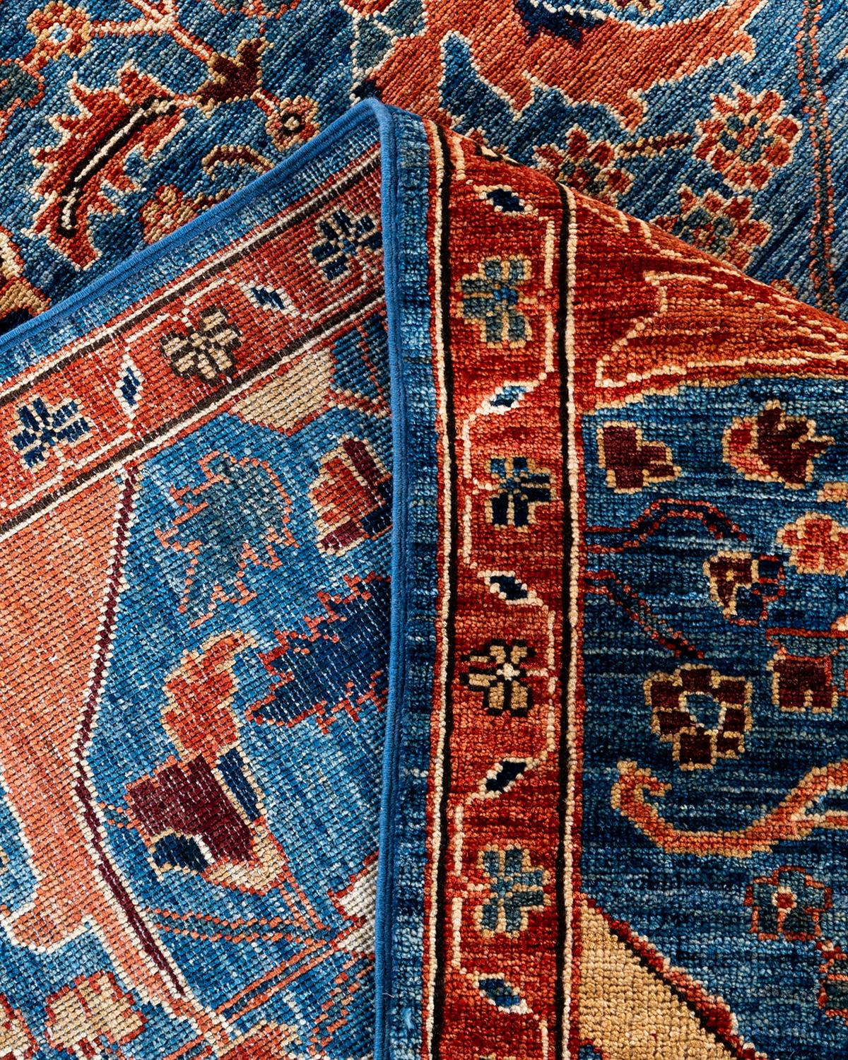 Contemporary Traditional Serapi Hand Knotted Wool Light Blue Area Rug 9' 0