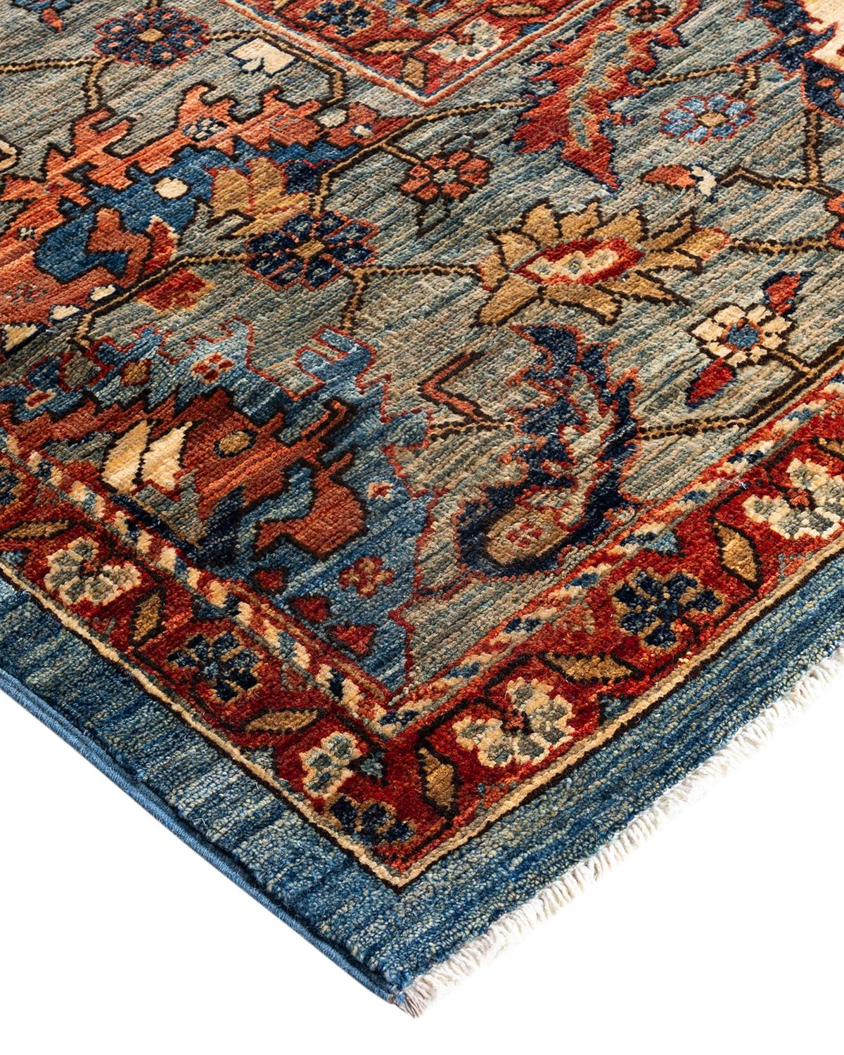 Persian rug-making at its finest inspired the rich colors, elaborate geometric motifs, and botanical detailing of the Serapi collection. With as many as 100 knots per inch, these handcrafted rugs are as durable as they are visually stunning, and