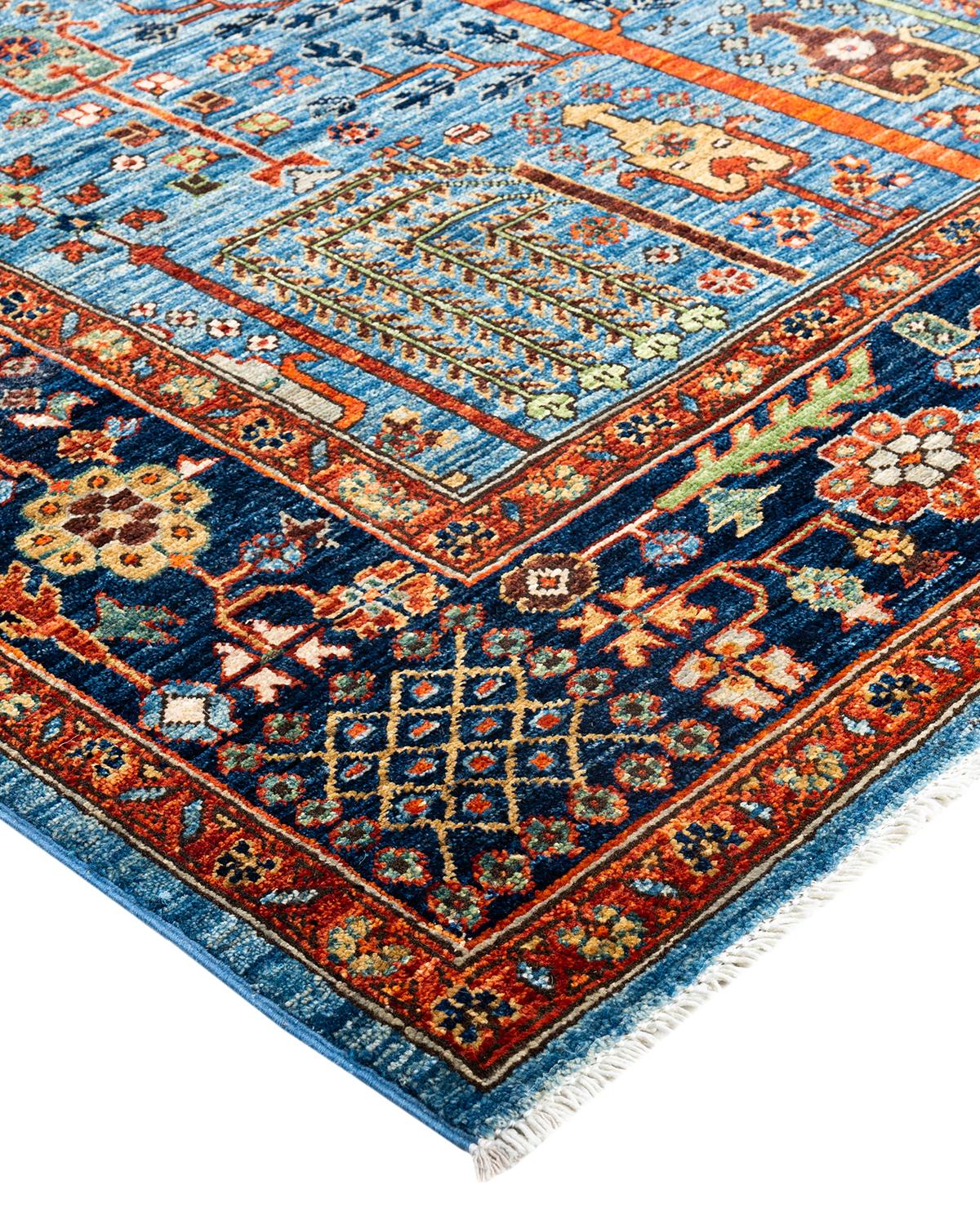 Persian rug-making at its finest inspired the rich colors, elaborate geometric motifs, and botanical detailing of the Serapi collection. With as many as 100 knots per inch, these handcrafted rugs are as durable as they are visually stunning, and