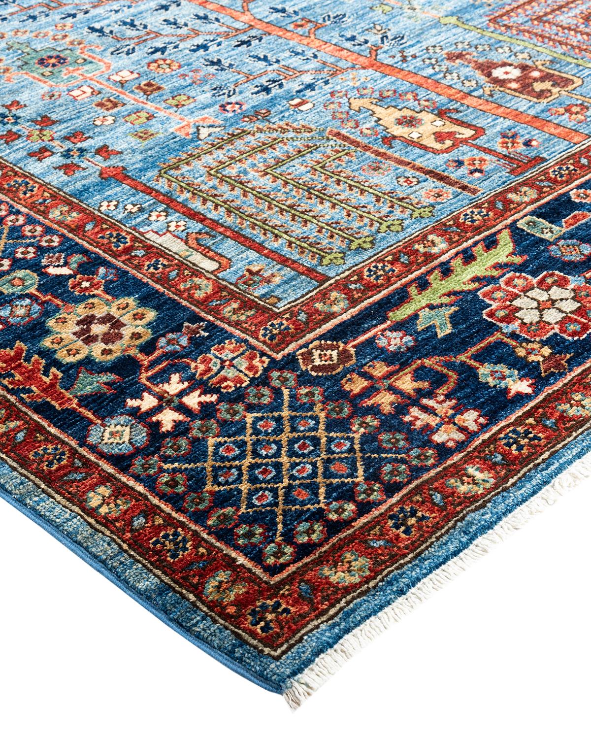 Persian rug-making at its finest inspired the rich colors, elaborate geometric motifs, and botanical detailing of the Serapi collection. With as many as 100 knots per inch, these handcrafted rugs are as durable as they are visually stunning, and