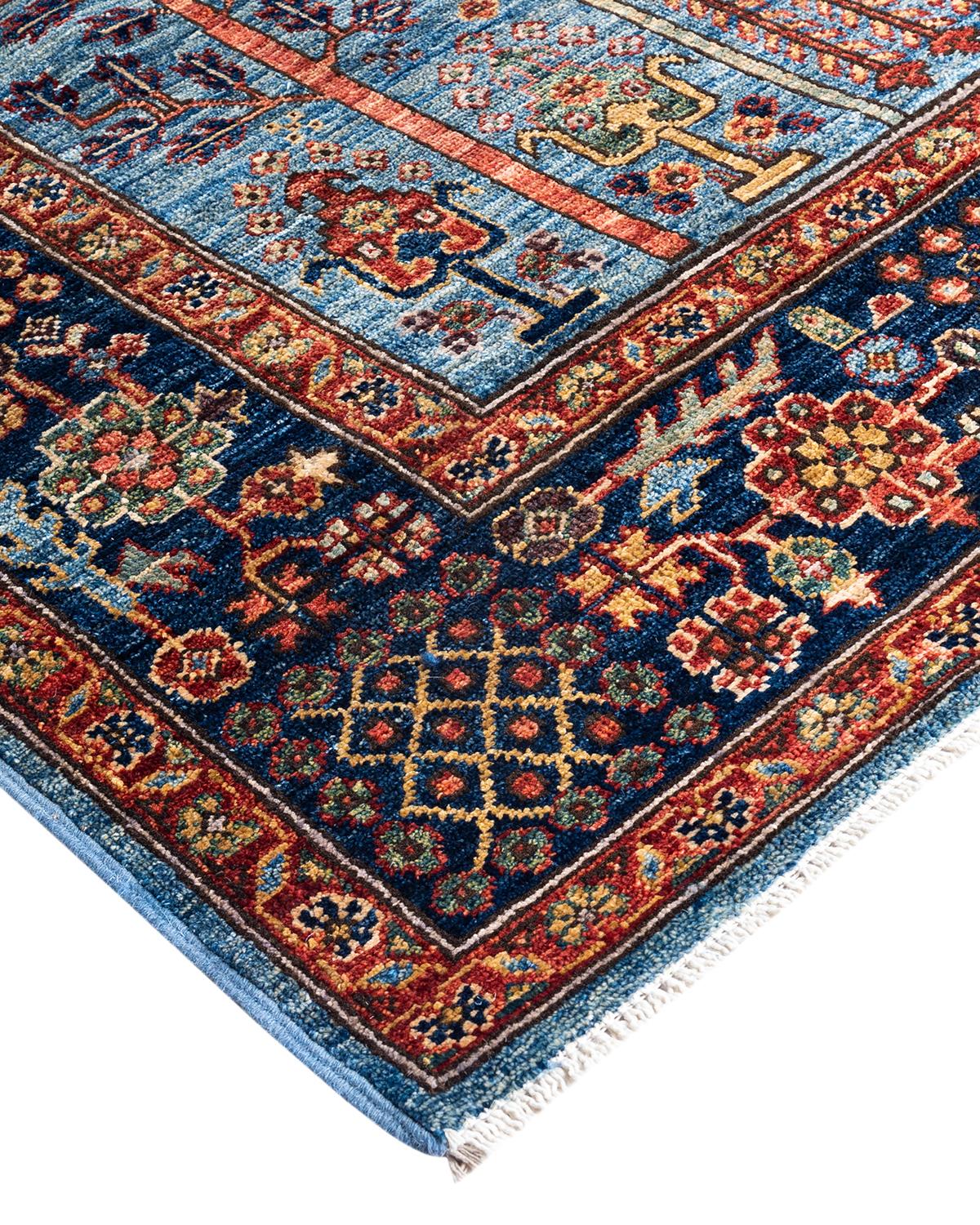 Persian rug-making at its finest inspired the rich colors, elaborate geometric motifs, and botanical detailing of the Serapi collection. With as many as 100 knots per inch, these handcrafted rugs are as durable as they are visually stunning, and