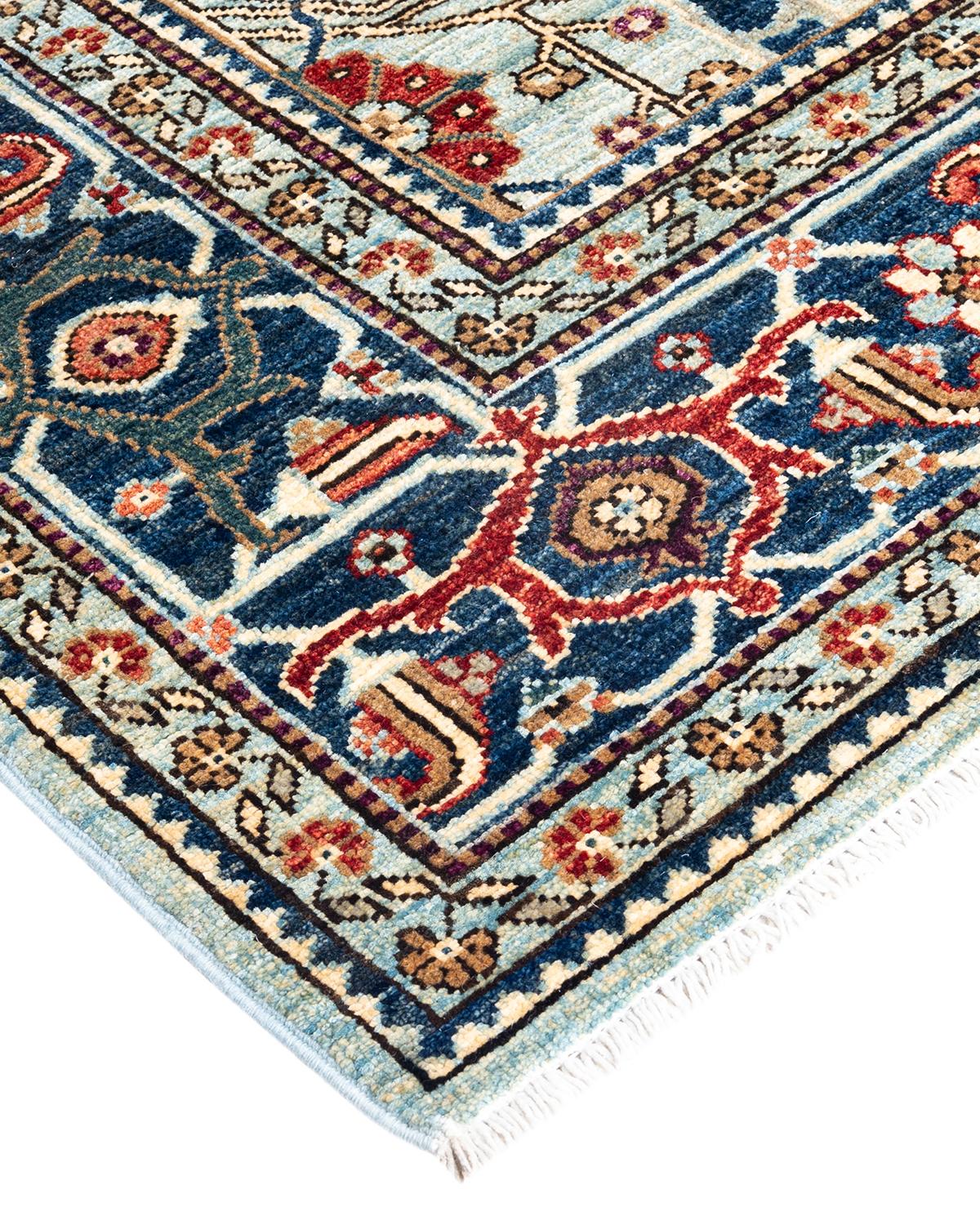 Persian rug-making at its finest inspired the rich colors, elaborate geometric motifs, and botanical detailing of the Serapi collection. With as many as 100 knots per inch, these handcrafted rugs are as durable as they are visually stunning, and