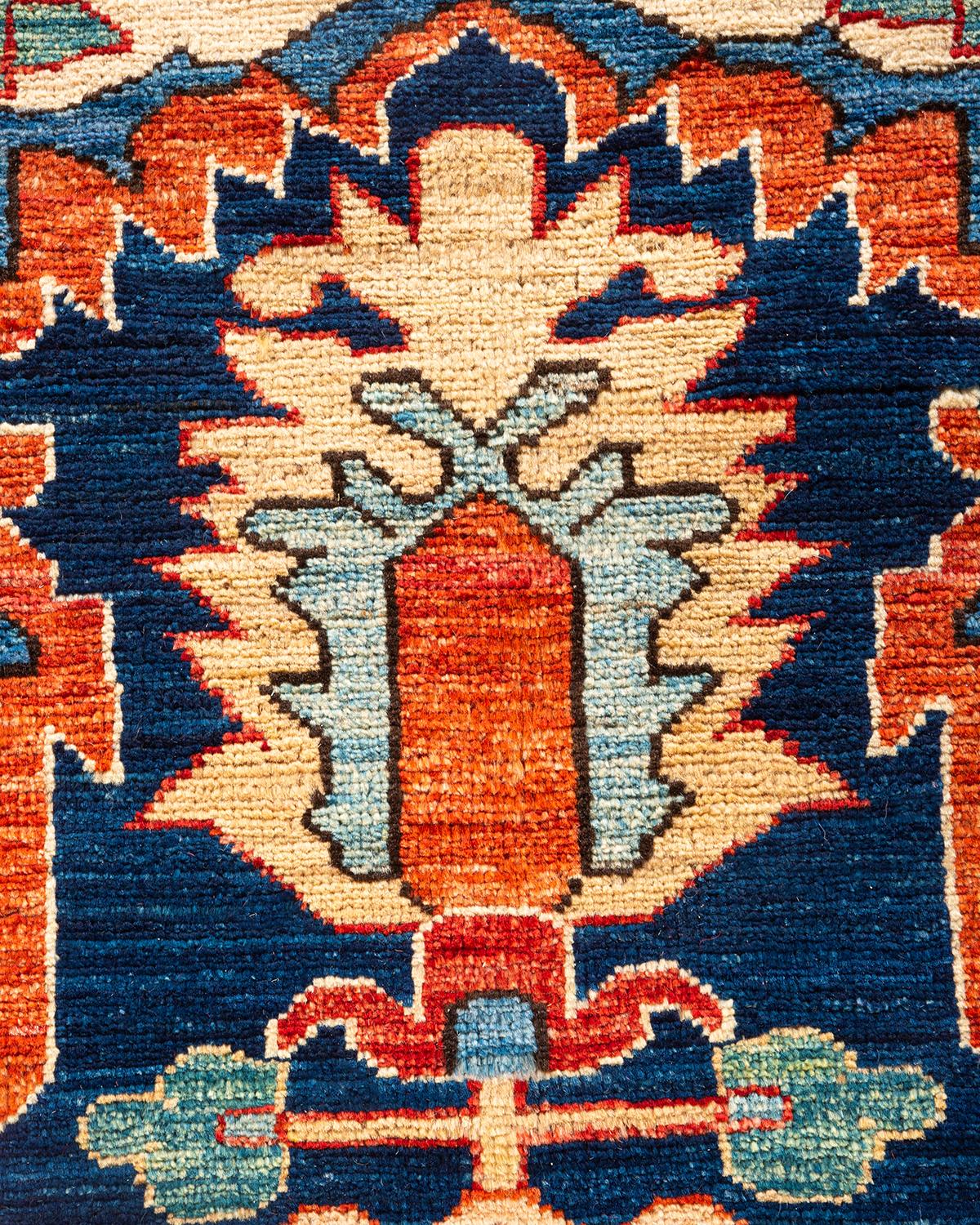 Traditioneller hellblauer Teppich aus handgeknüpfter Wolle Serapi (Pakistanisch) im Angebot