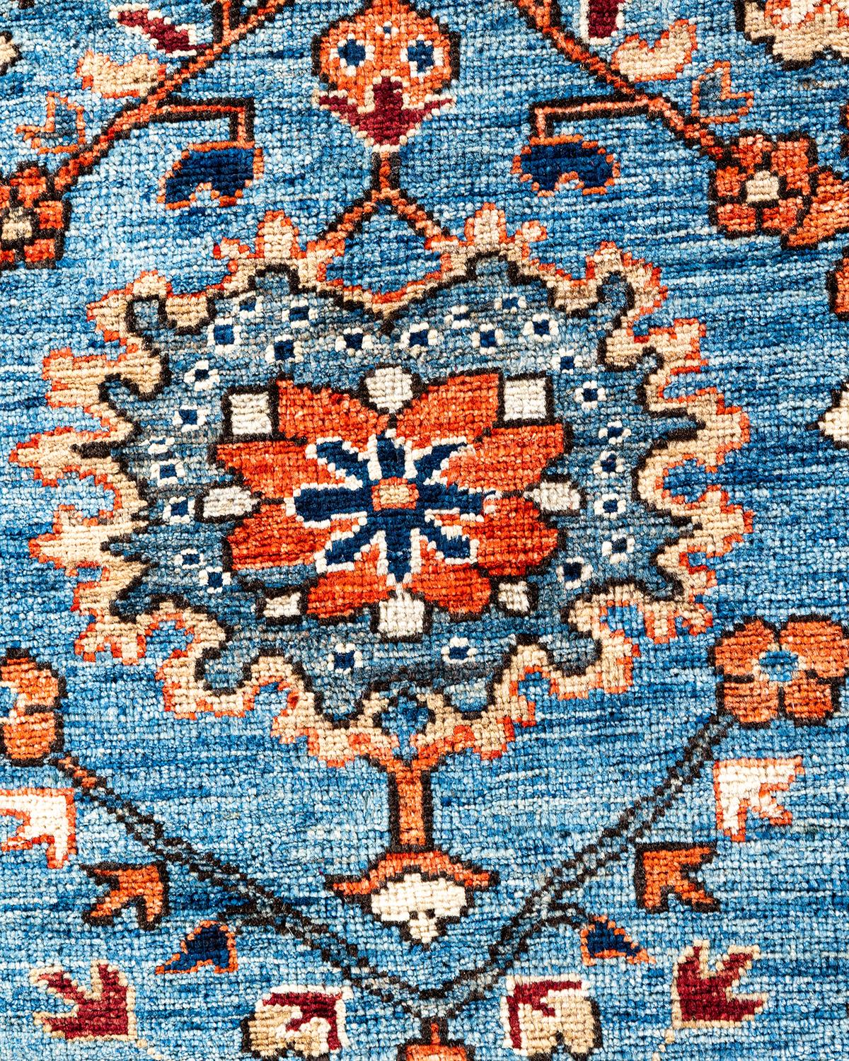  Traditioneller hellblauer Teppich aus handgeknüpfter Wolle Serapi (Pakistanisch) im Angebot
