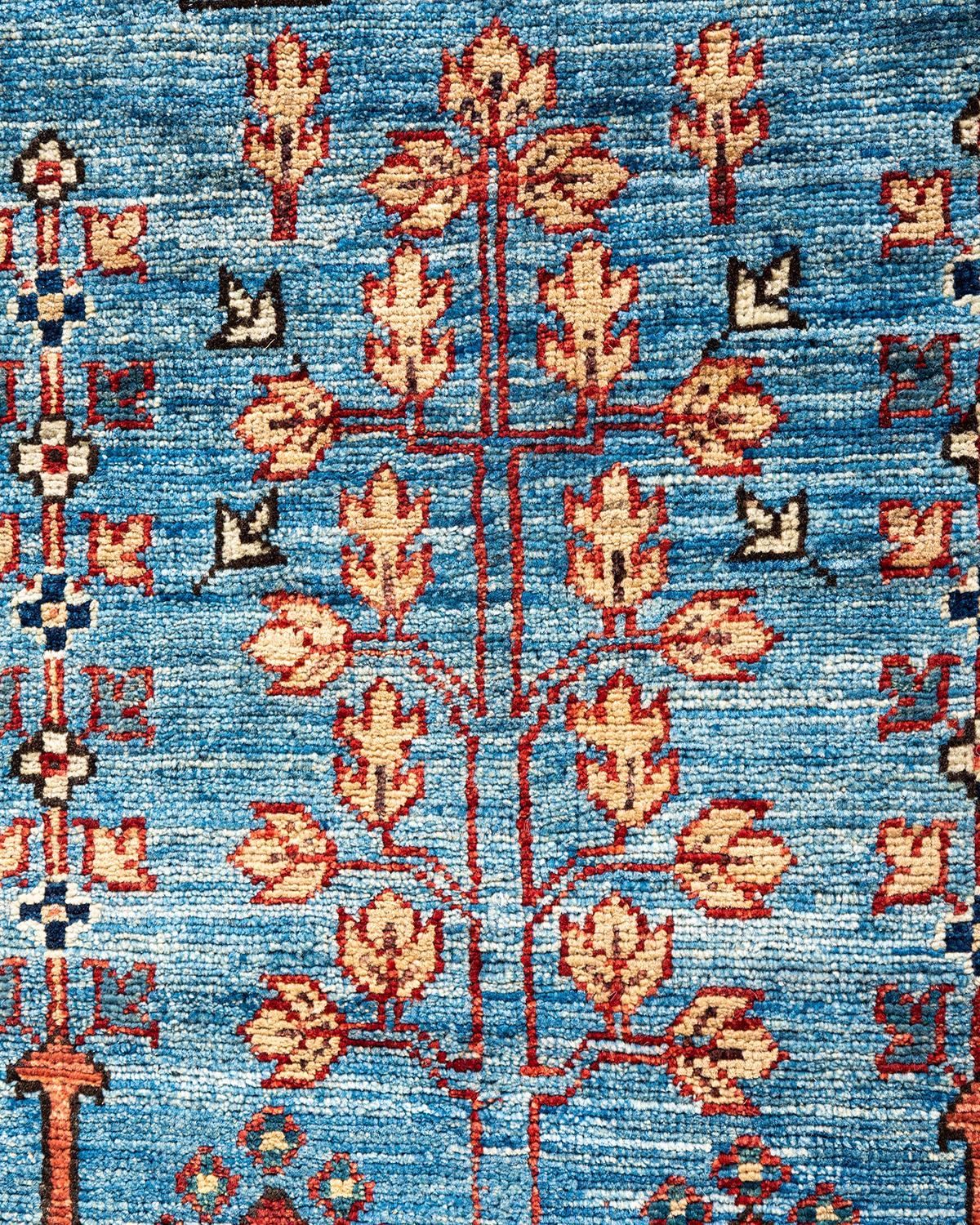 Pakistano Tappeto tradizionale Serapi in lana annodata a mano di colore blu chiaro  in vendita