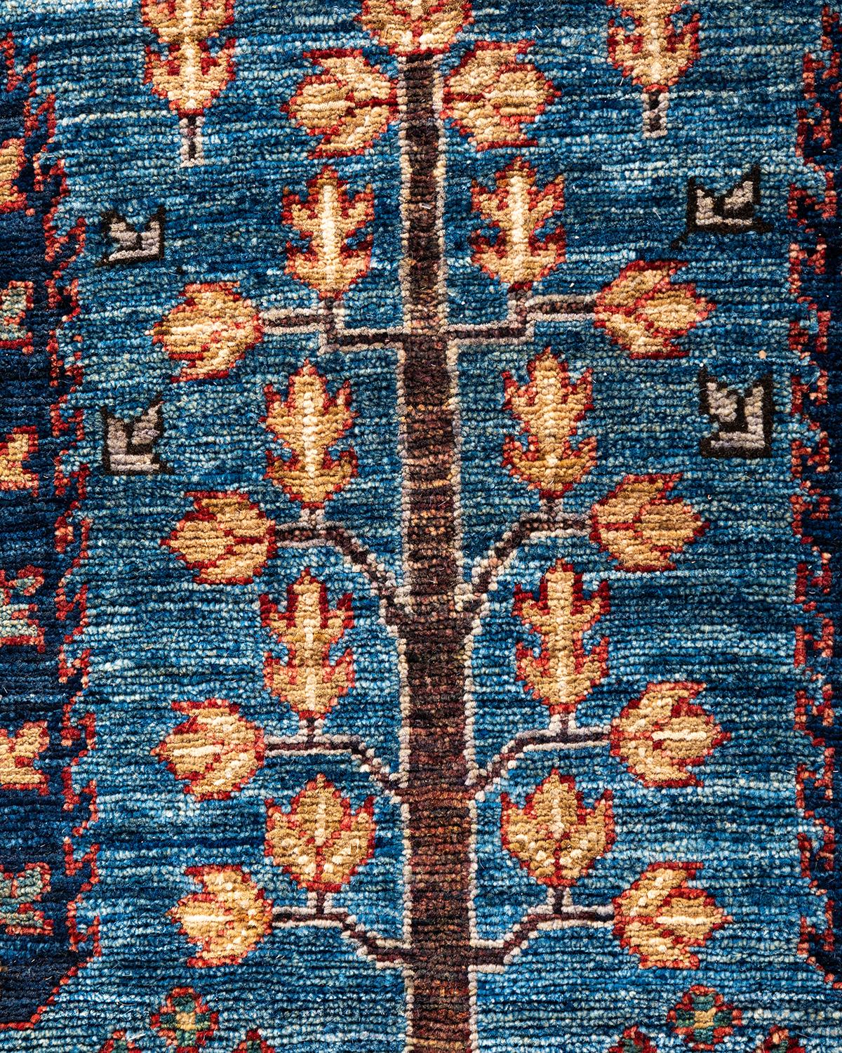 Pakistani Traditional Serapi Hand Knotted Wool Light Blue Area Rug  For Sale