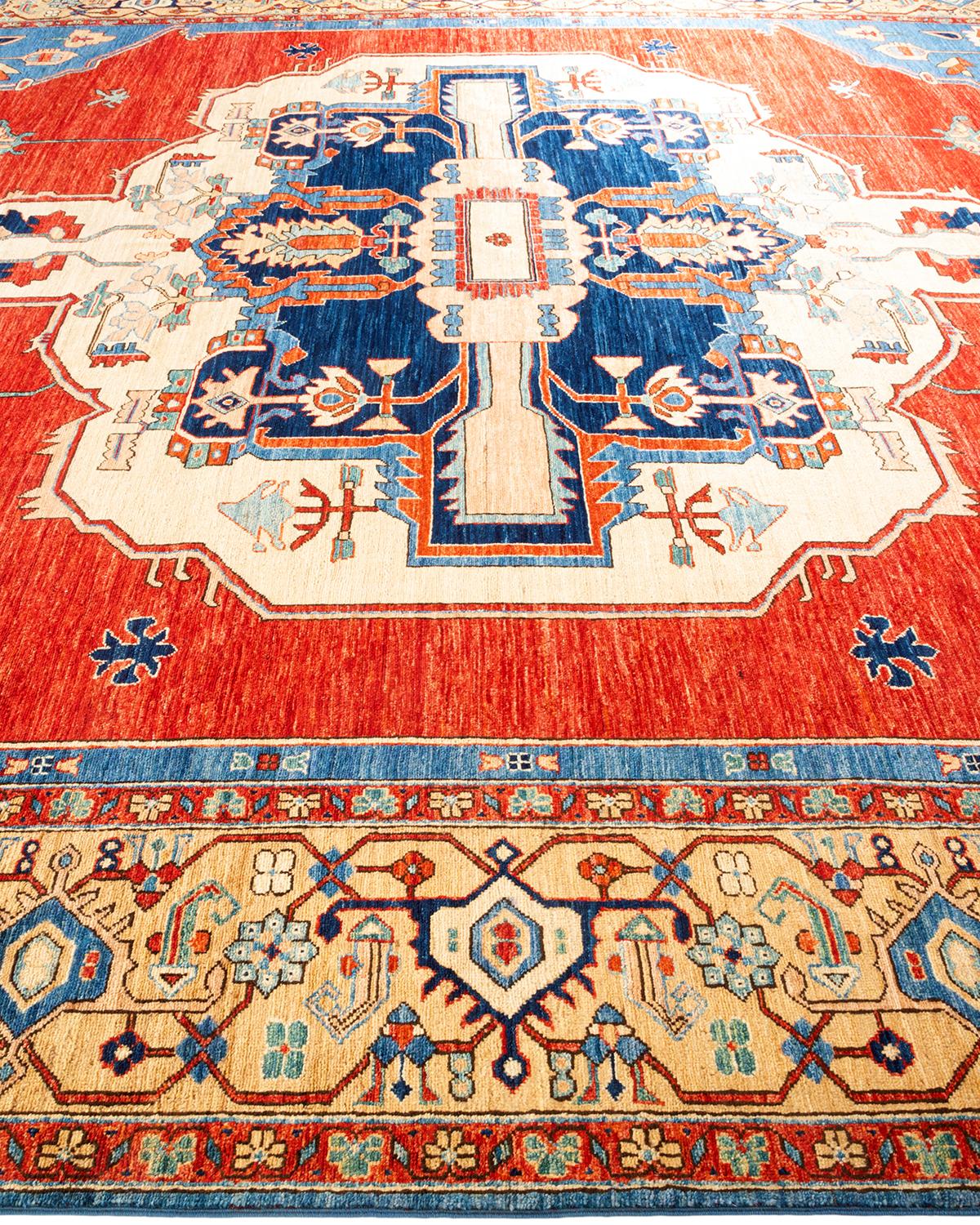 Traditional Serapi Hand Knotted Wool Light Blue Area Rug In New Condition For Sale In Norwalk, CT