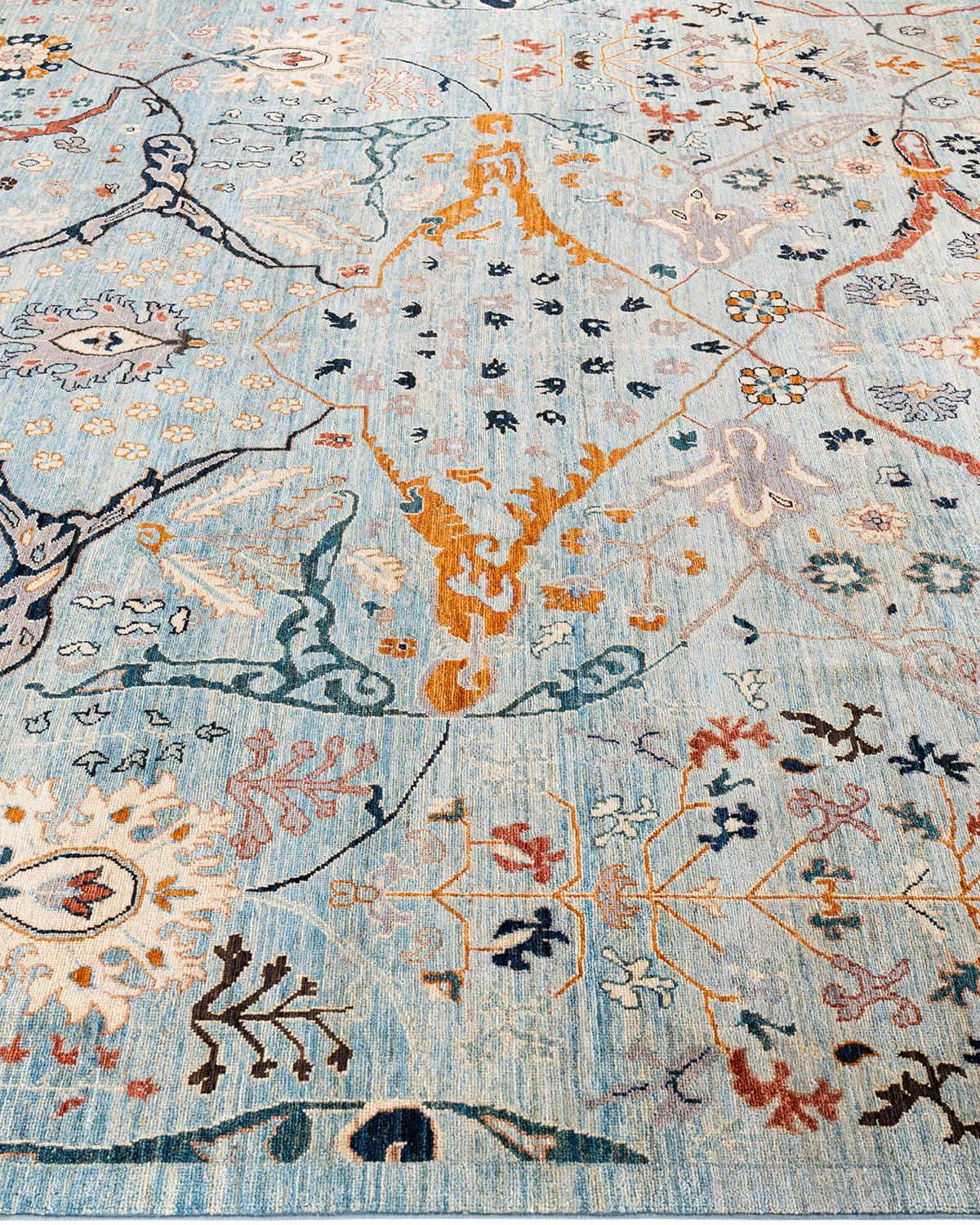 Traditioneller hellblauer Teppich aus handgeknüpfter Wolle Serapi im Zustand „Neu“ in Norwalk, CT