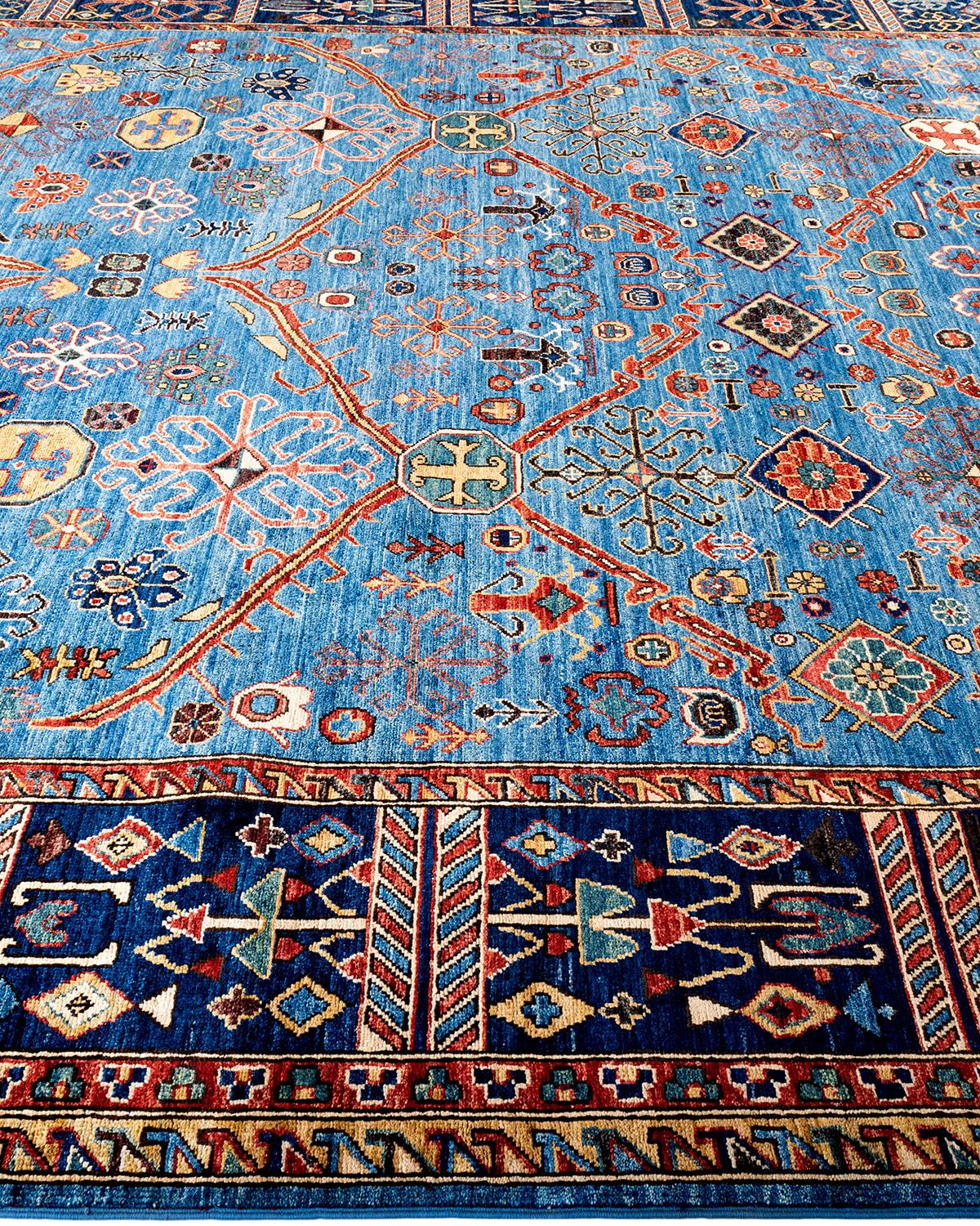 Traditioneller hellblauer Teppich aus handgeknüpfter Wolle Serapi im Zustand „Neu“ im Angebot in Norwalk, CT