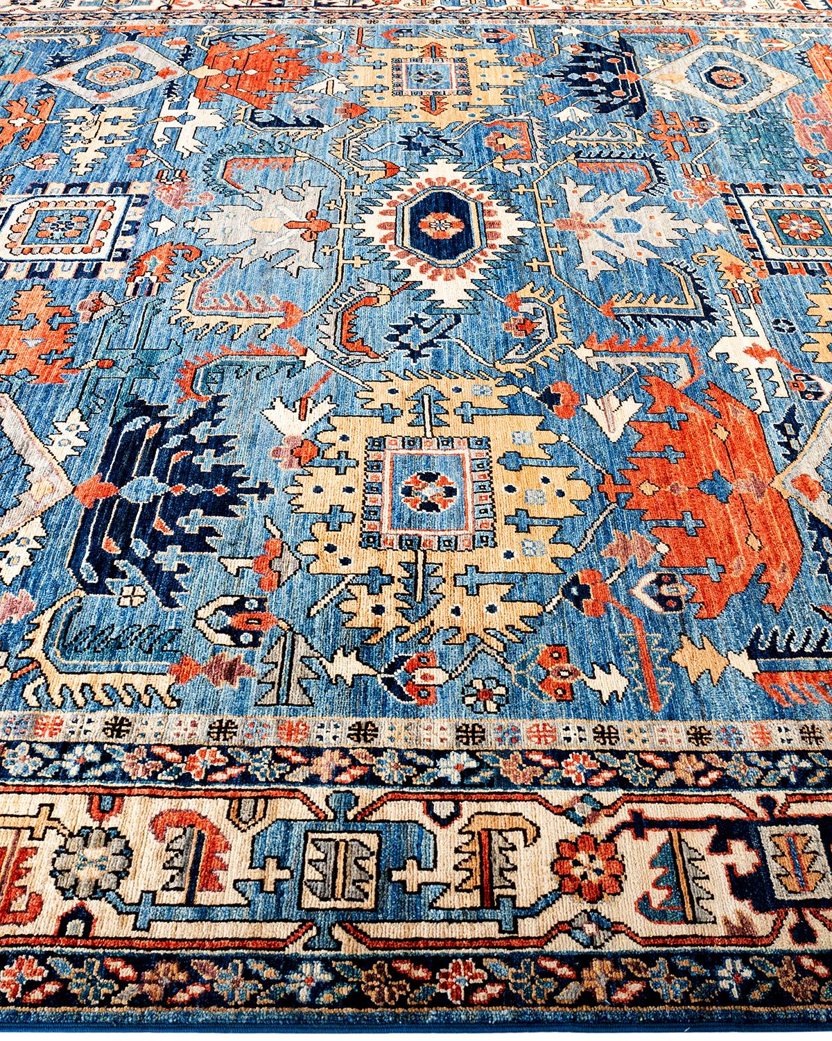 Traditioneller hellblauer Teppich aus handgeknüpfter Wolle Serapi  im Zustand „Neu“ im Angebot in Norwalk, CT