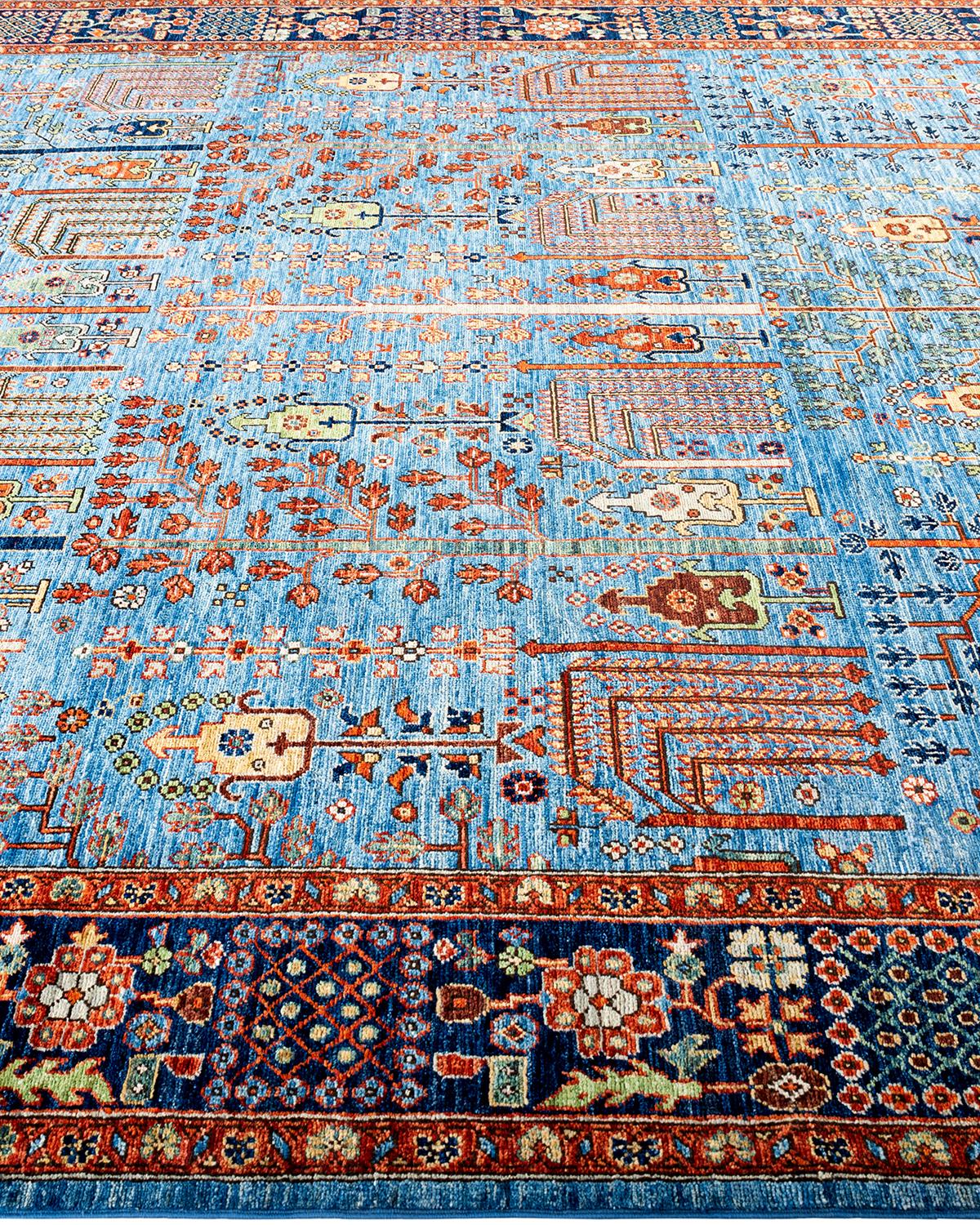 Traditional Serapi Hand Knotted Wool Light Blue Area Rug In New Condition For Sale In Norwalk, CT