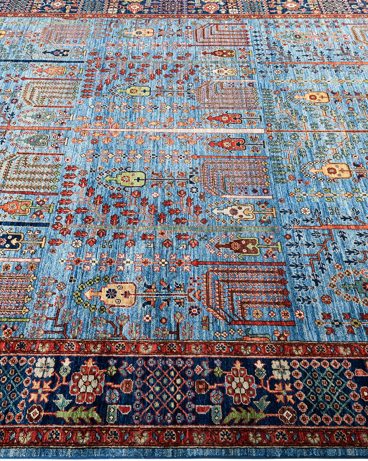 Traditional Serapi Hand Knotted Wool Light Blue Area Rug In New Condition For Sale In Norwalk, CT