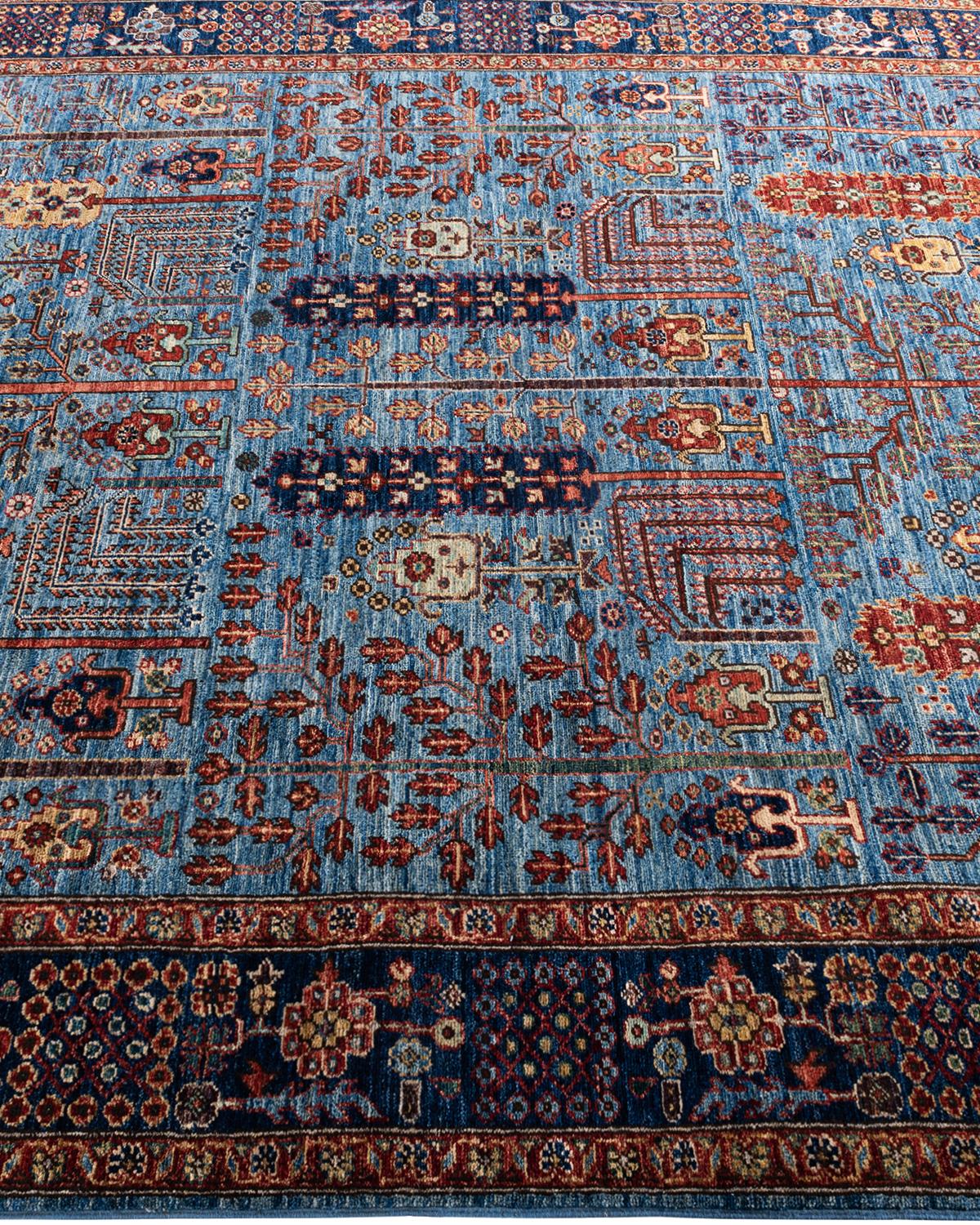  Traditional Serapi Hand Knotted Wool Light Blue Area Rug In New Condition For Sale In Norwalk, CT