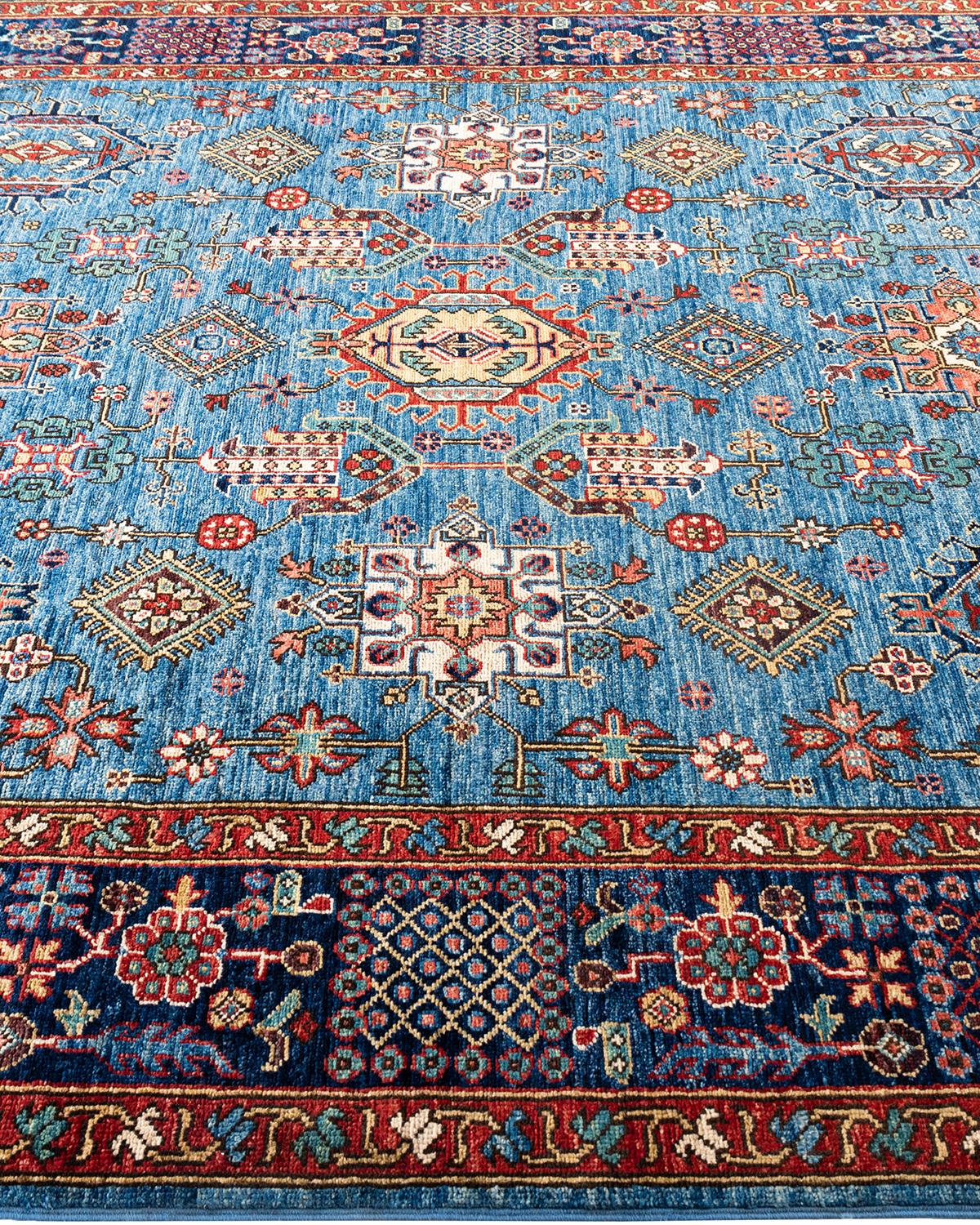 Traditional Serapi Hand Knotted Wool Light Blue Area Rug  In New Condition For Sale In Norwalk, CT