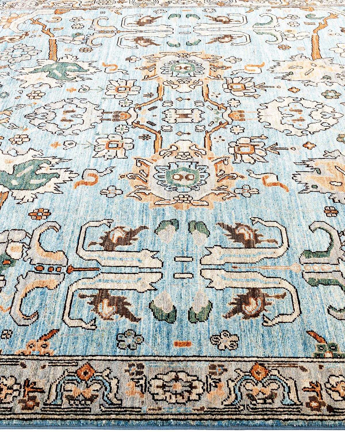 Traditional Serapi Hand Knotted Wool Light Blue Area Rug In New Condition In Norwalk, CT