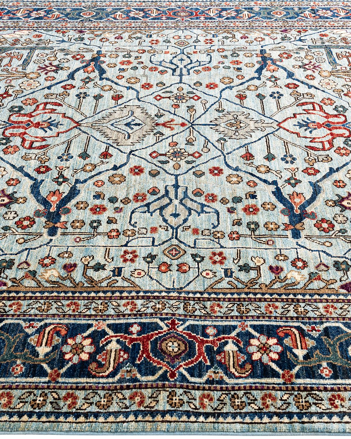  Traditional Serapi Hand Knotted Wool Light Blue Area Rug In New Condition For Sale In Norwalk, CT