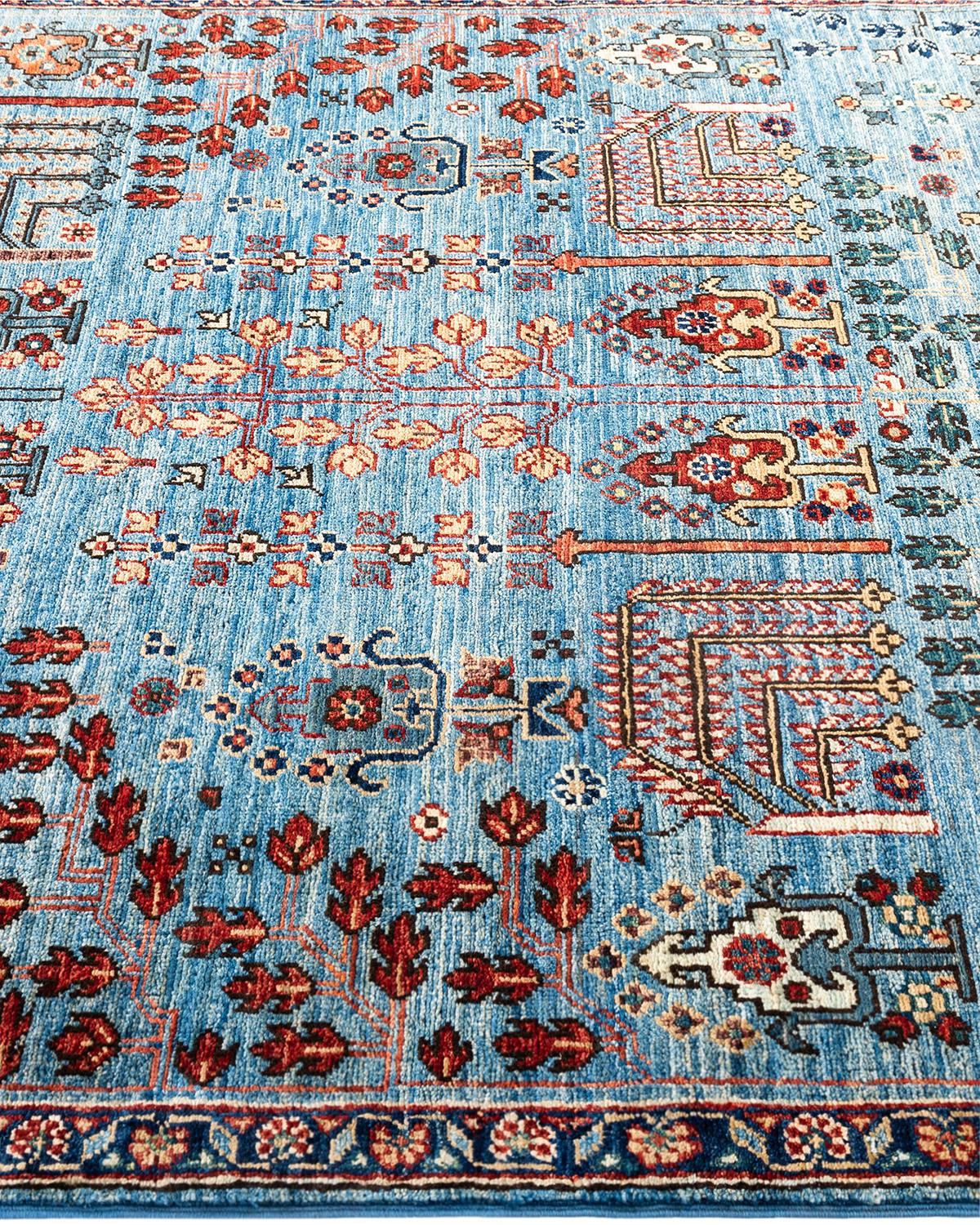 Traditional Serapi Hand Knotted Wool Light Blue Area Rug  In New Condition For Sale In Norwalk, CT