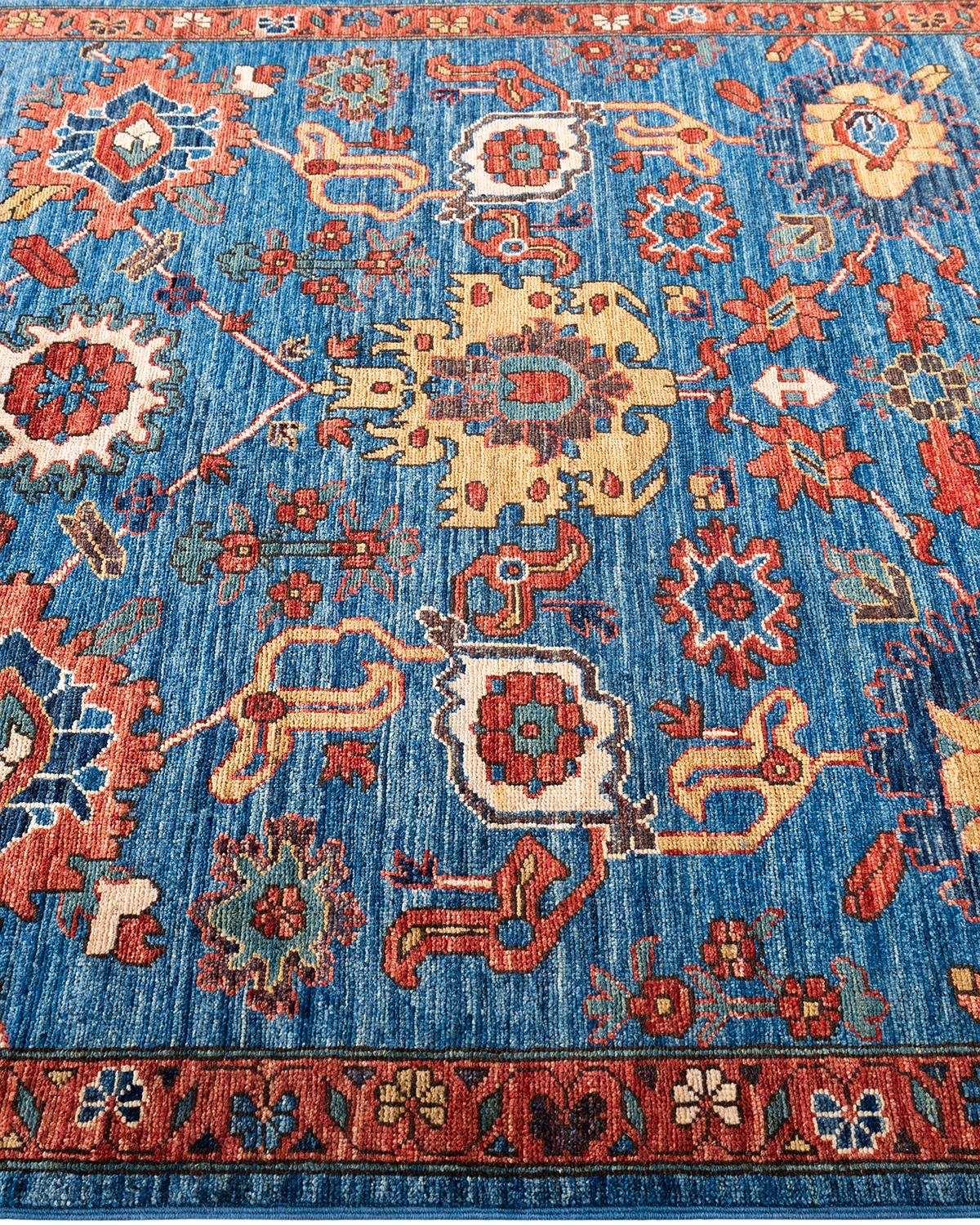 Traditional Serapi Hand Knotted Wool Light Blue Area Rug In New Condition In Norwalk, CT