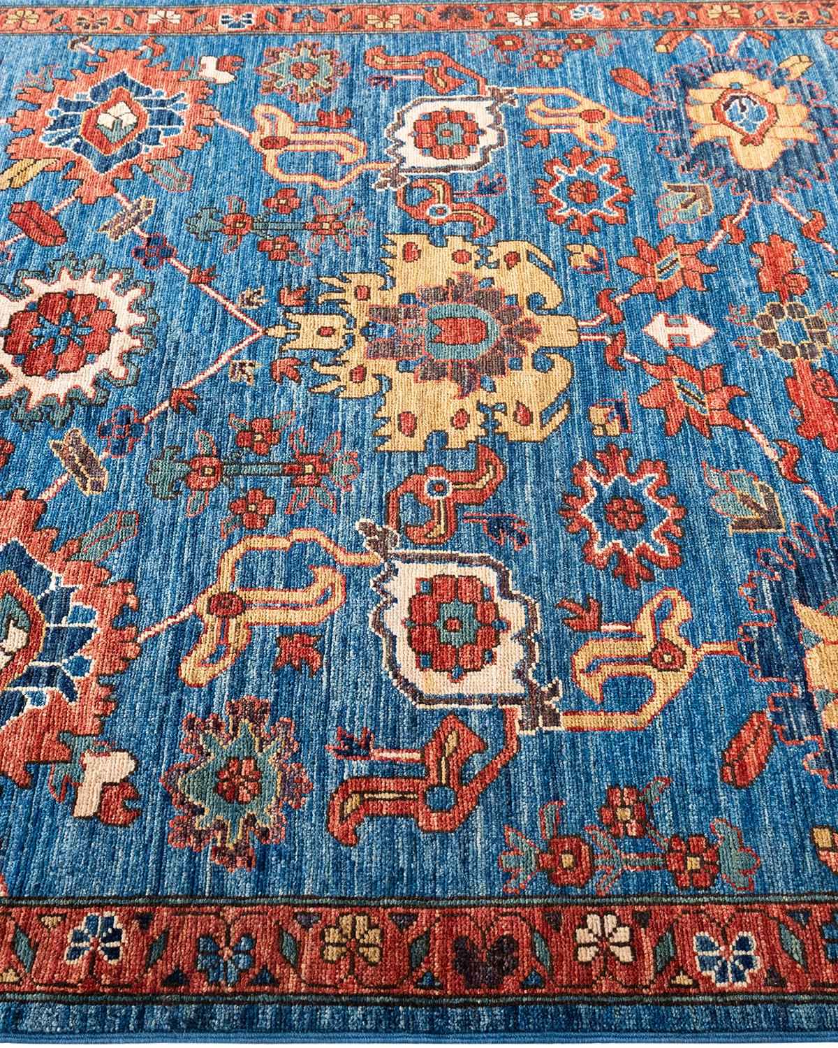 Traditional Serapi Hand Knotted Wool Light Blue Area Rug  In New Condition For Sale In Norwalk, CT