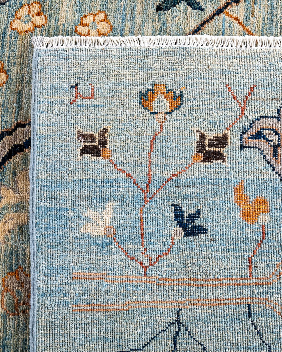 Traditioneller hellblauer Teppich aus handgeknüpfter Wolle Serapi (21. Jahrhundert und zeitgenössisch)