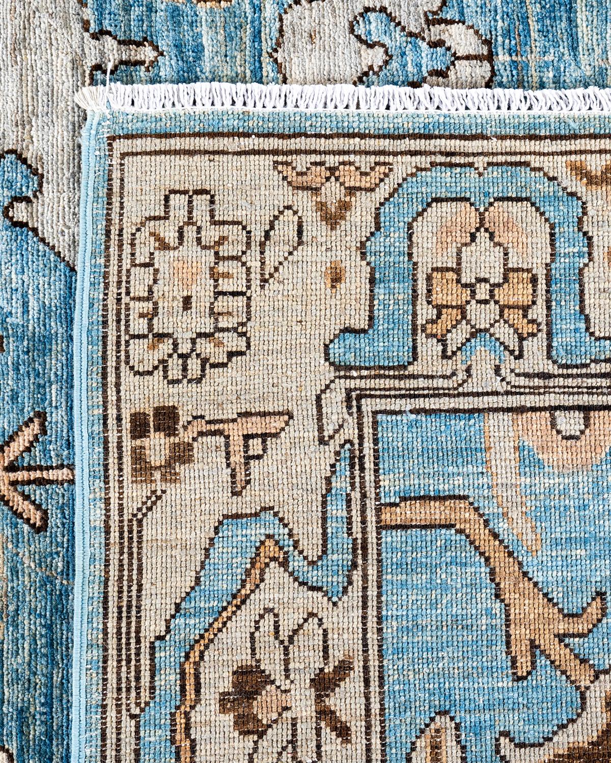 Traditioneller hellblauer Teppich aus handgeknüpfter Wolle Serapi (21. Jahrhundert und zeitgenössisch)