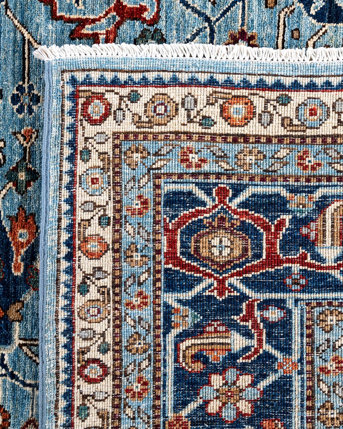 Traditioneller hellblauer Teppich aus handgeknüpfter Wolle Serapi (21. Jahrhundert und zeitgenössisch) im Angebot