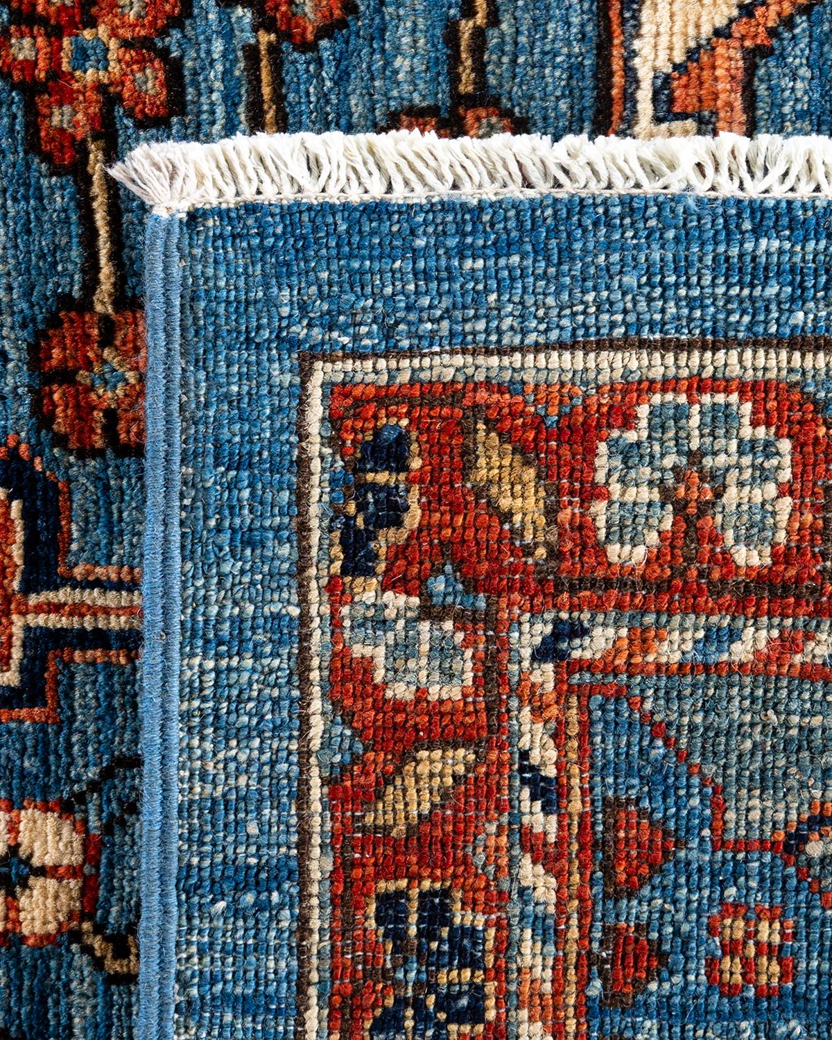 XXIe siècle et contemporain Tapis traditionnel Serapi noué à la main en laine bleu clair en vente