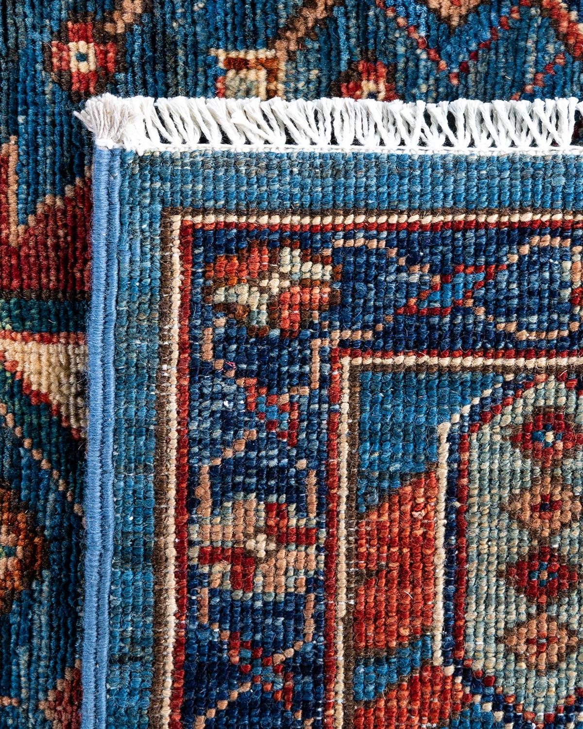 XXIe siècle et contemporain Tapis traditionnel Serapi noué à la main en laine bleu clair en vente
