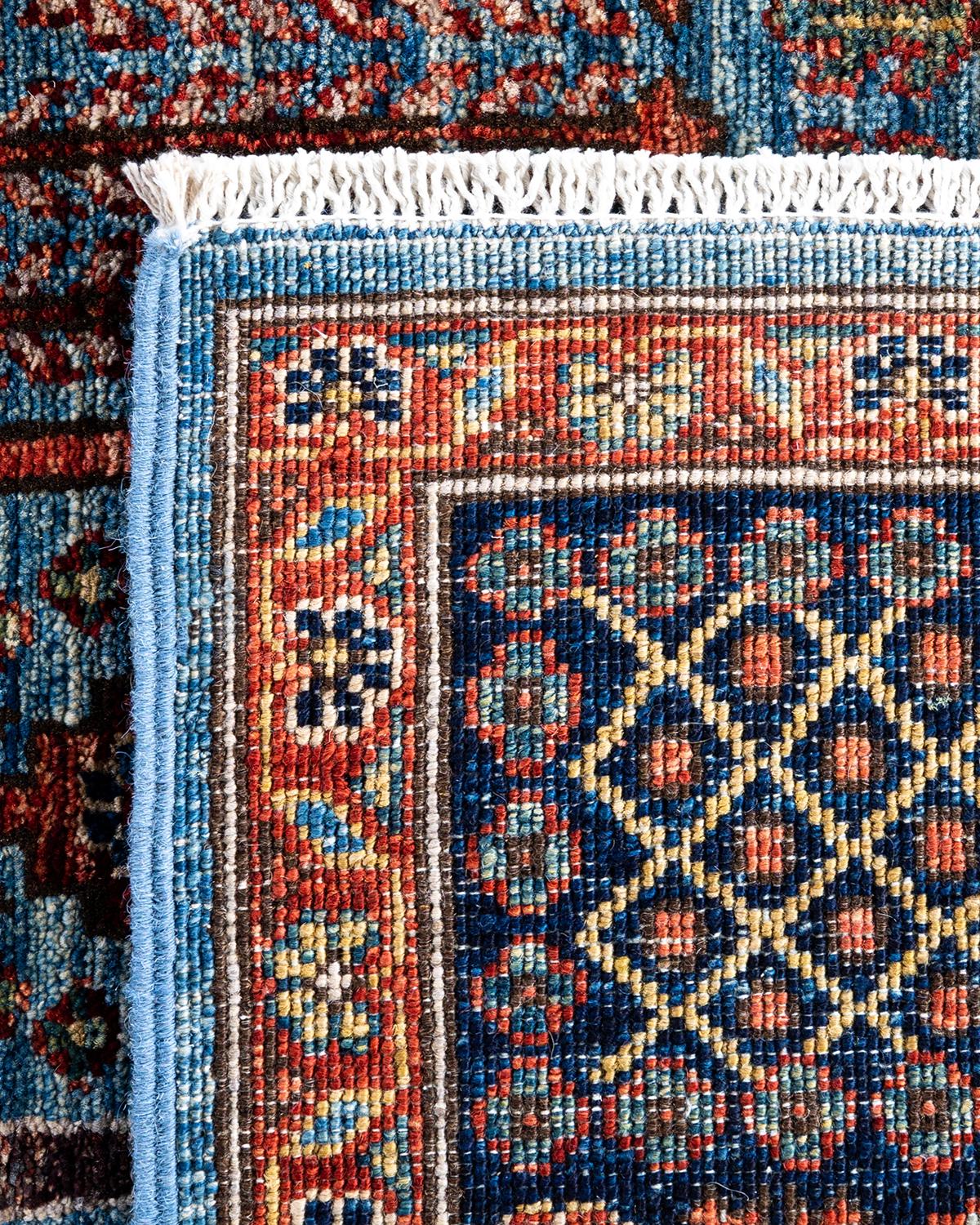 XXIe siècle et contemporain Tapis traditionnel Serapi noué à la main en laine bleu clair en vente