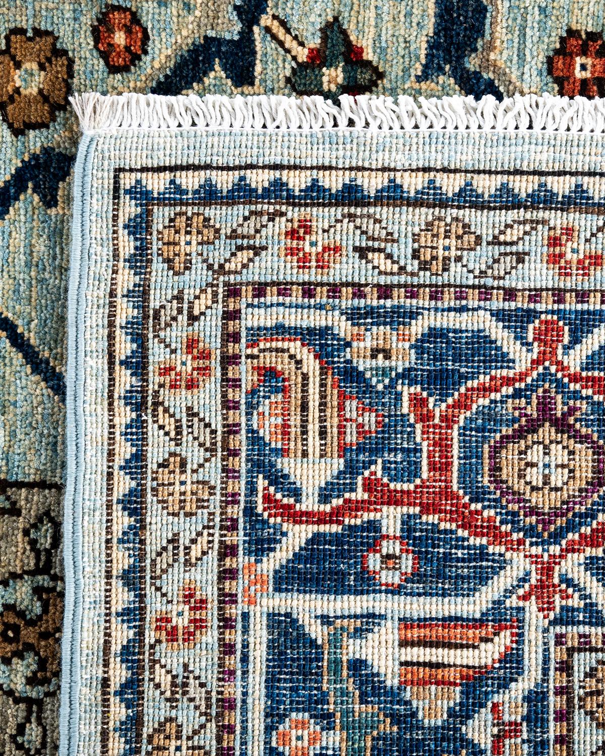 XXIe siècle et contemporain Tapis traditionnel Serapi noué à la main en laine bleu clair en vente