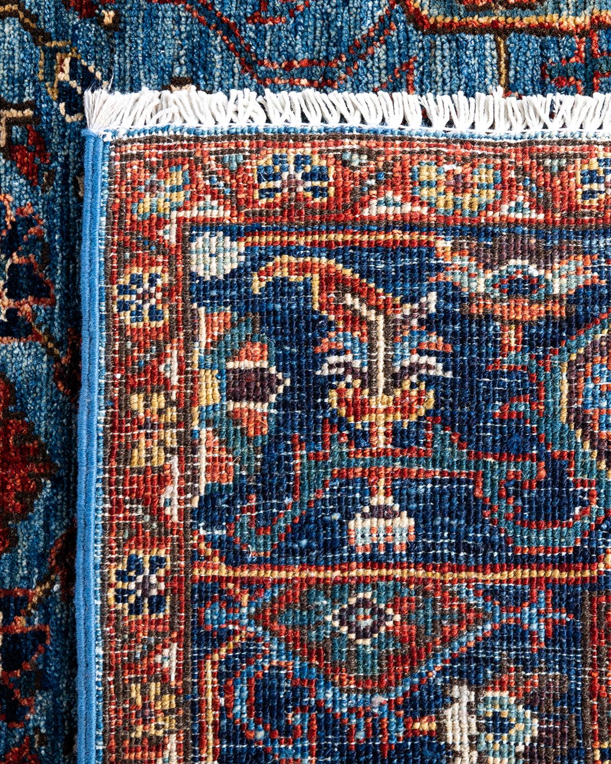 XXIe siècle et contemporain Tapis traditionnel Serapi noué à la main en laine bleu clair en vente