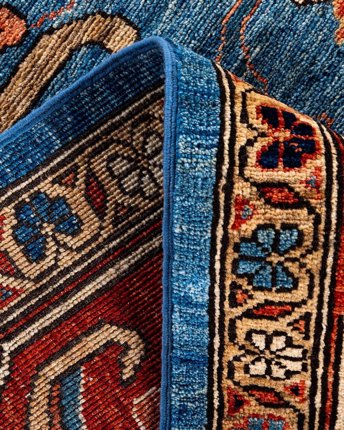 Traditioneller hellblauer Teppich aus handgeknüpfter Wolle Serapi im Angebot 1