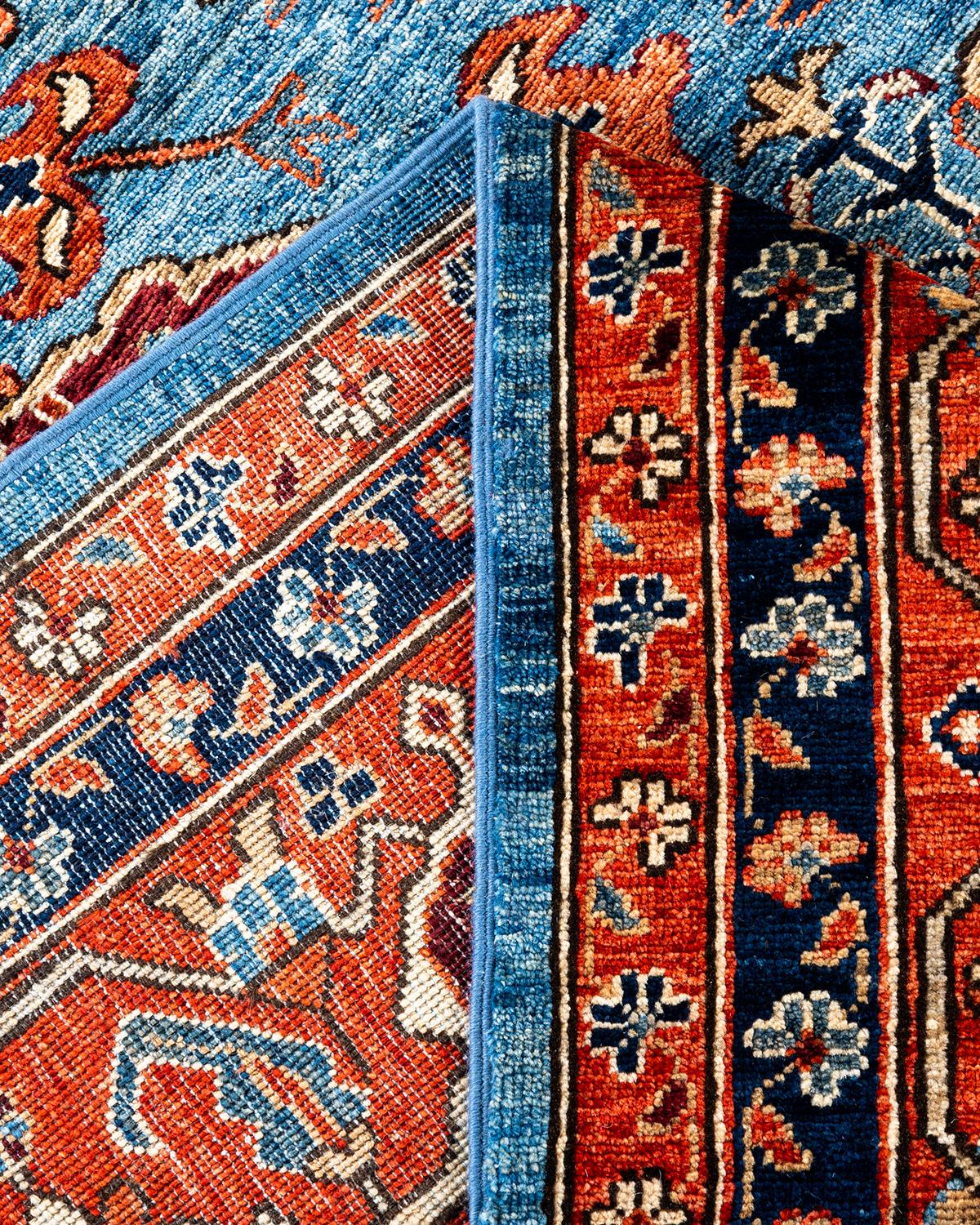  Traditioneller hellblauer Teppich aus handgeknüpfter Wolle Serapi im Angebot 1