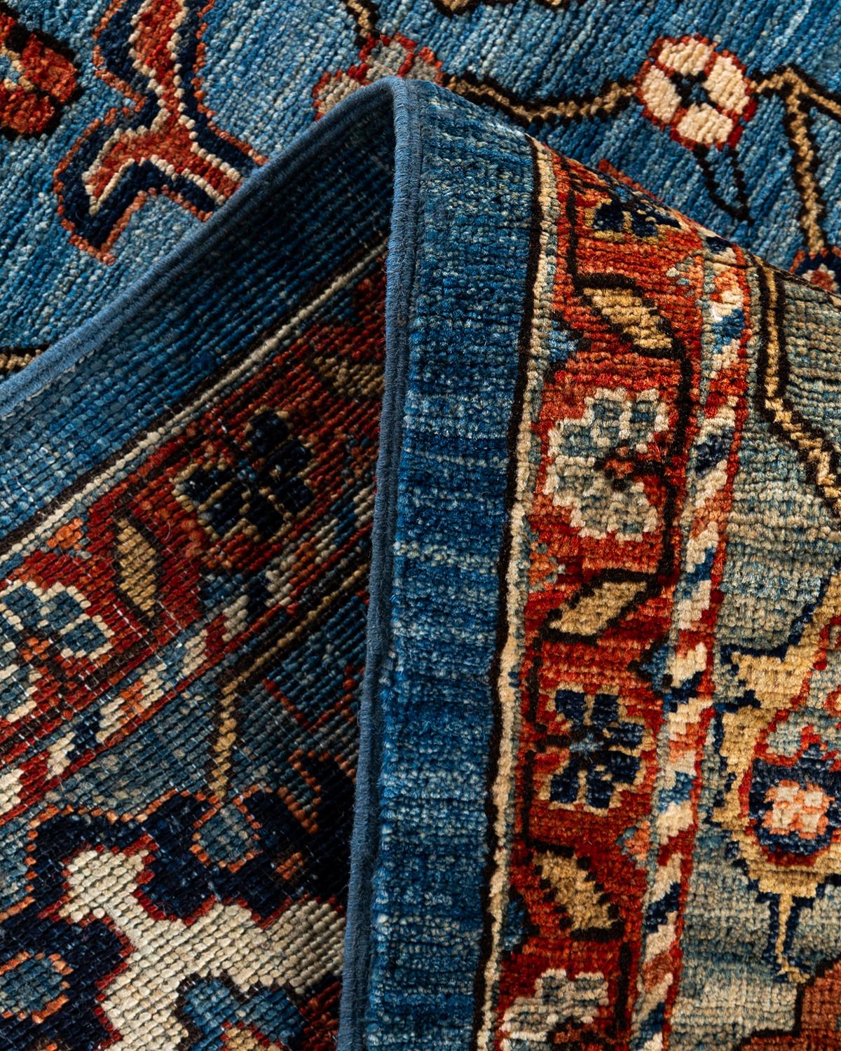 Laine Tapis traditionnel Serapi noué à la main en laine bleu clair en vente