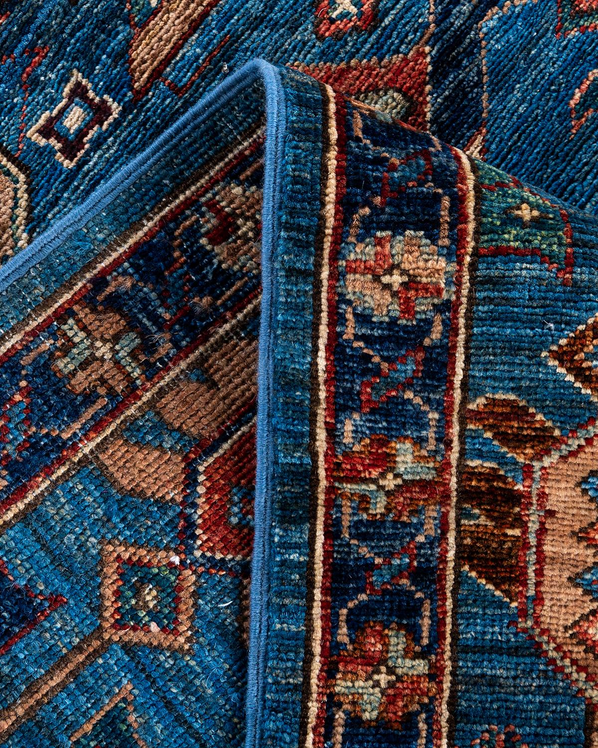 Laine Tapis traditionnel Serapi noué à la main en laine bleu clair en vente