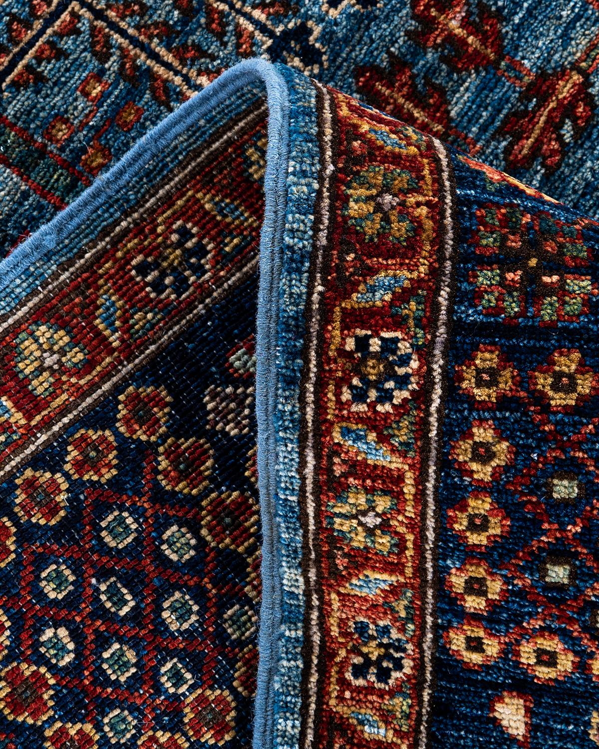 Laine Tapis traditionnel Serapi noué à la main en laine bleu clair en vente