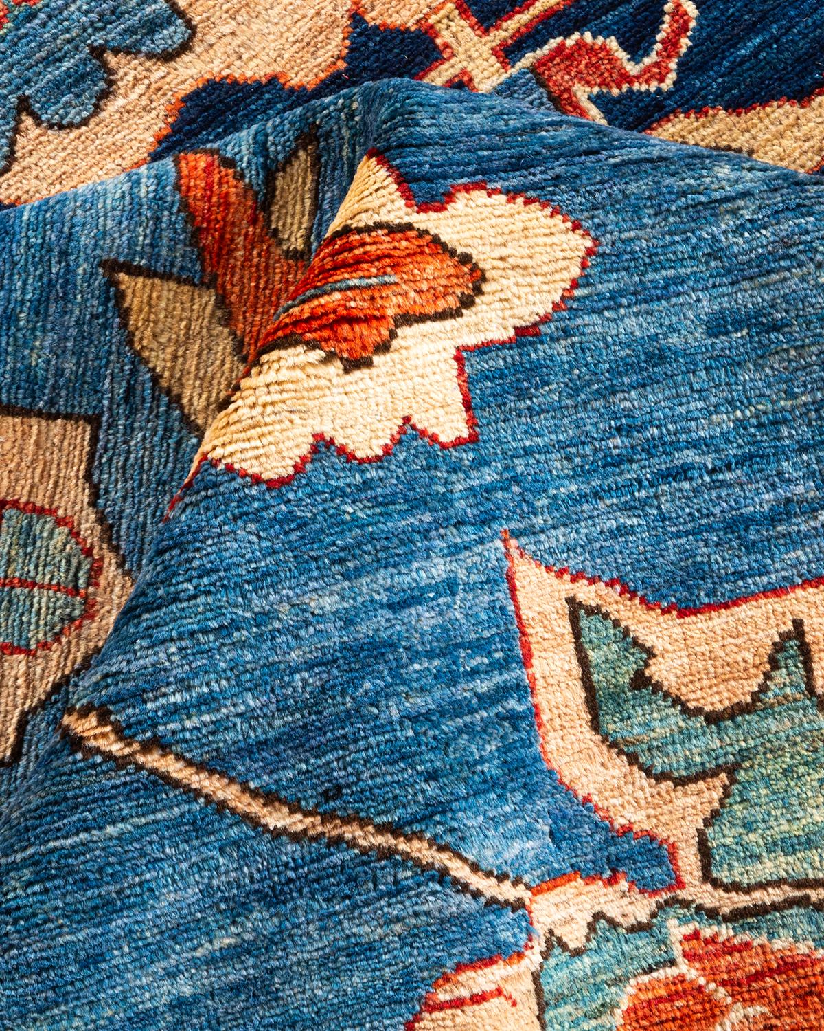 Traditioneller hellblauer Teppich aus handgeknüpfter Wolle Serapi im Angebot 2