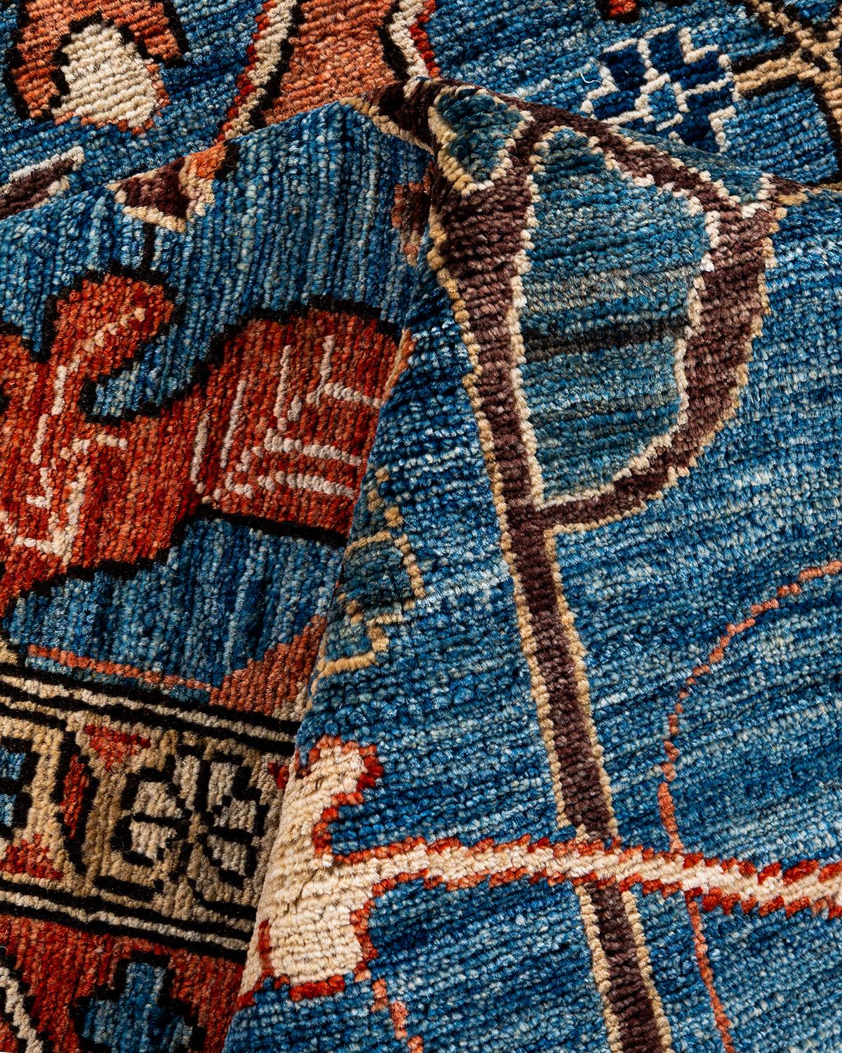 Traditioneller hellblauer Teppich aus handgeknüpfter Wolle Serapi im Angebot 2